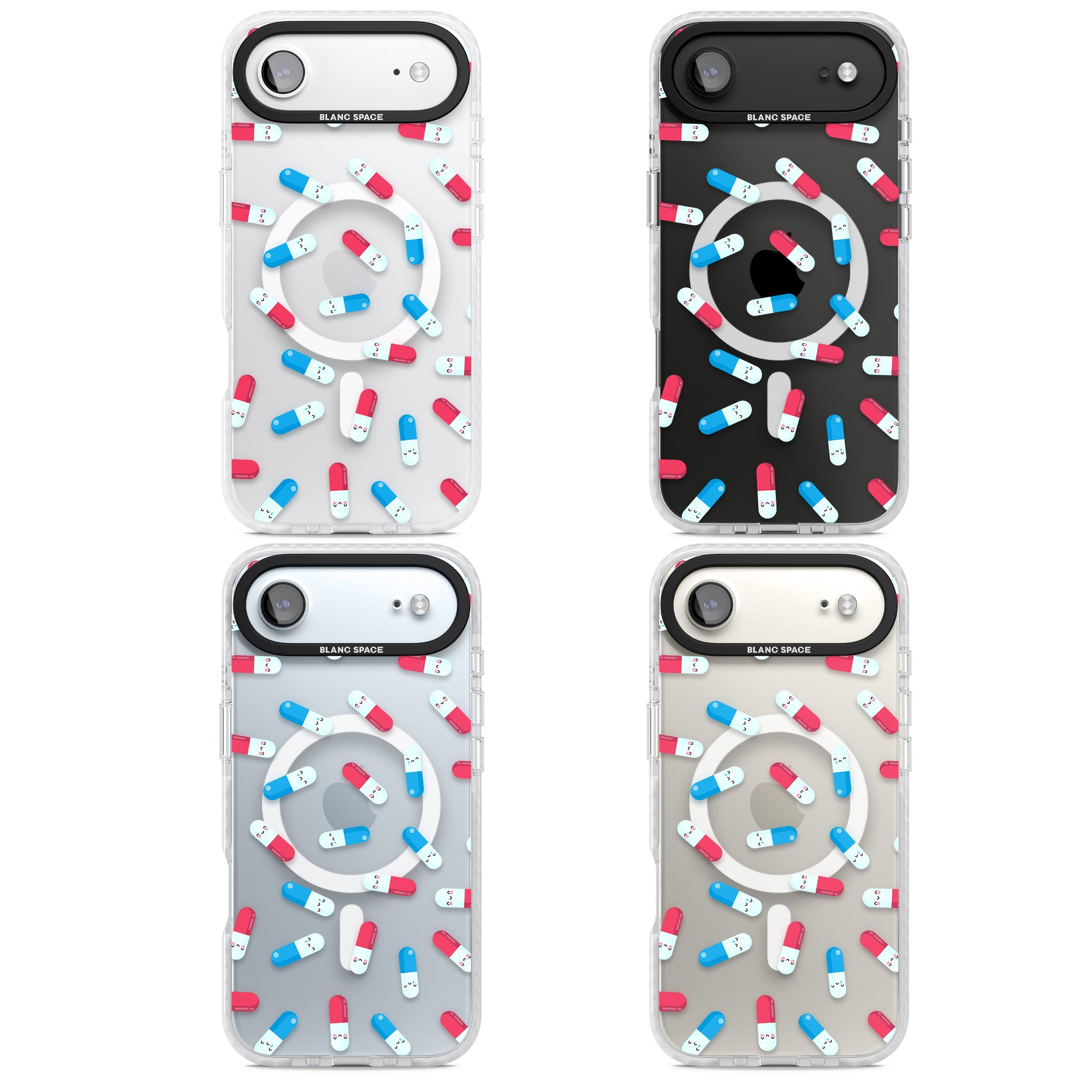 Kawaii Pill Pattern iPhone 17 Air Impact Pro Clear Phone Case APT Impact Protection