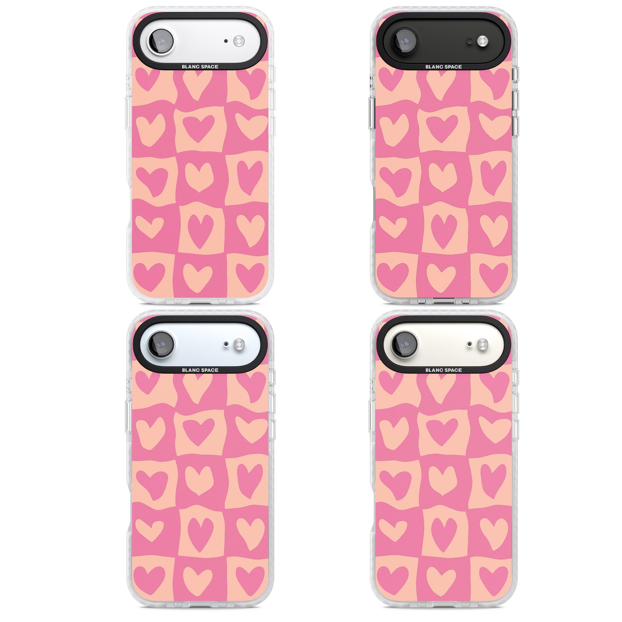 Pink Wavy Checked Hearts iPhone 17 Air Impact Pro Clear Phone Case APT Impact Protection