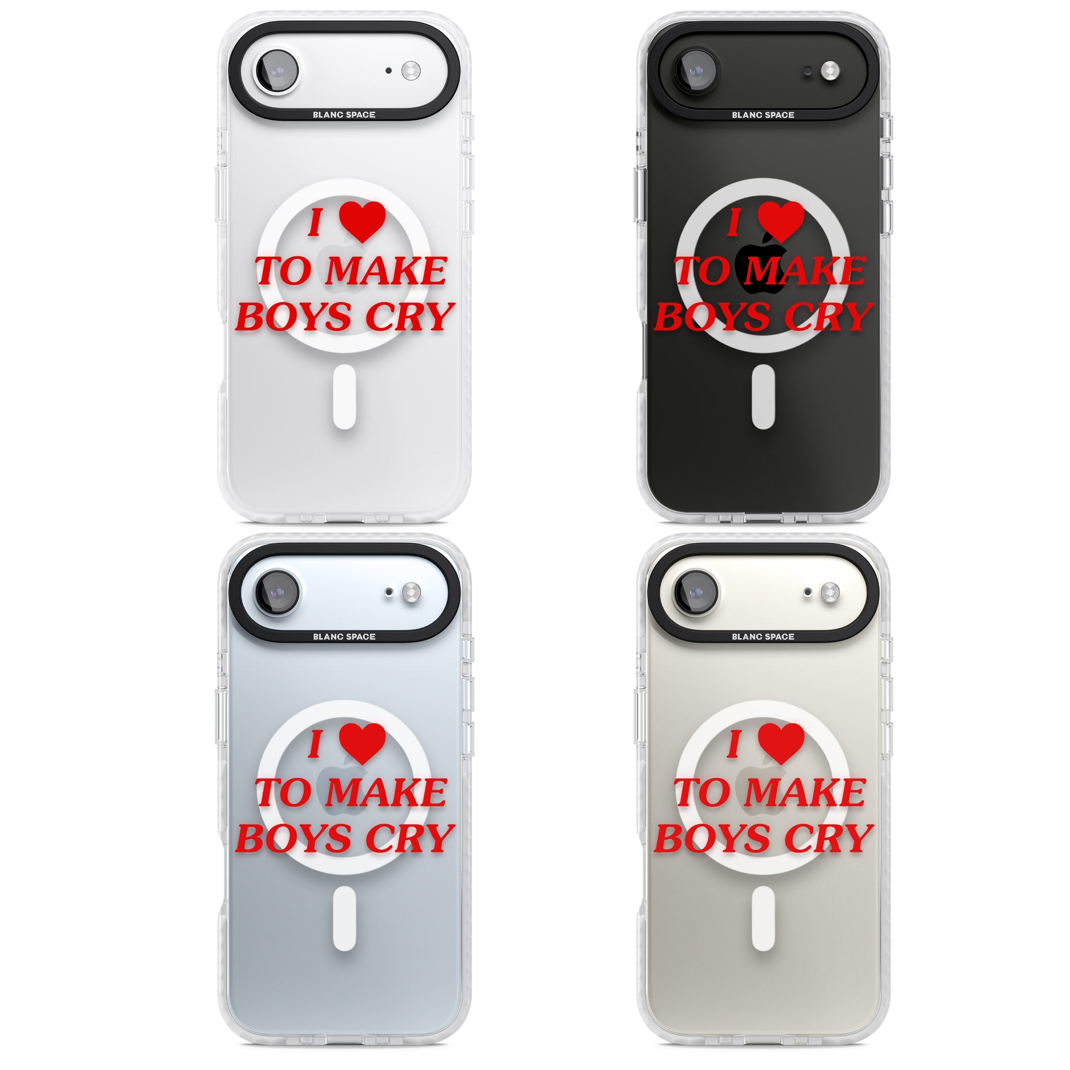 I Love To Make Boys Cry iPhone 17 Air Impact Pro Clear Phone Case APT Impact Protection