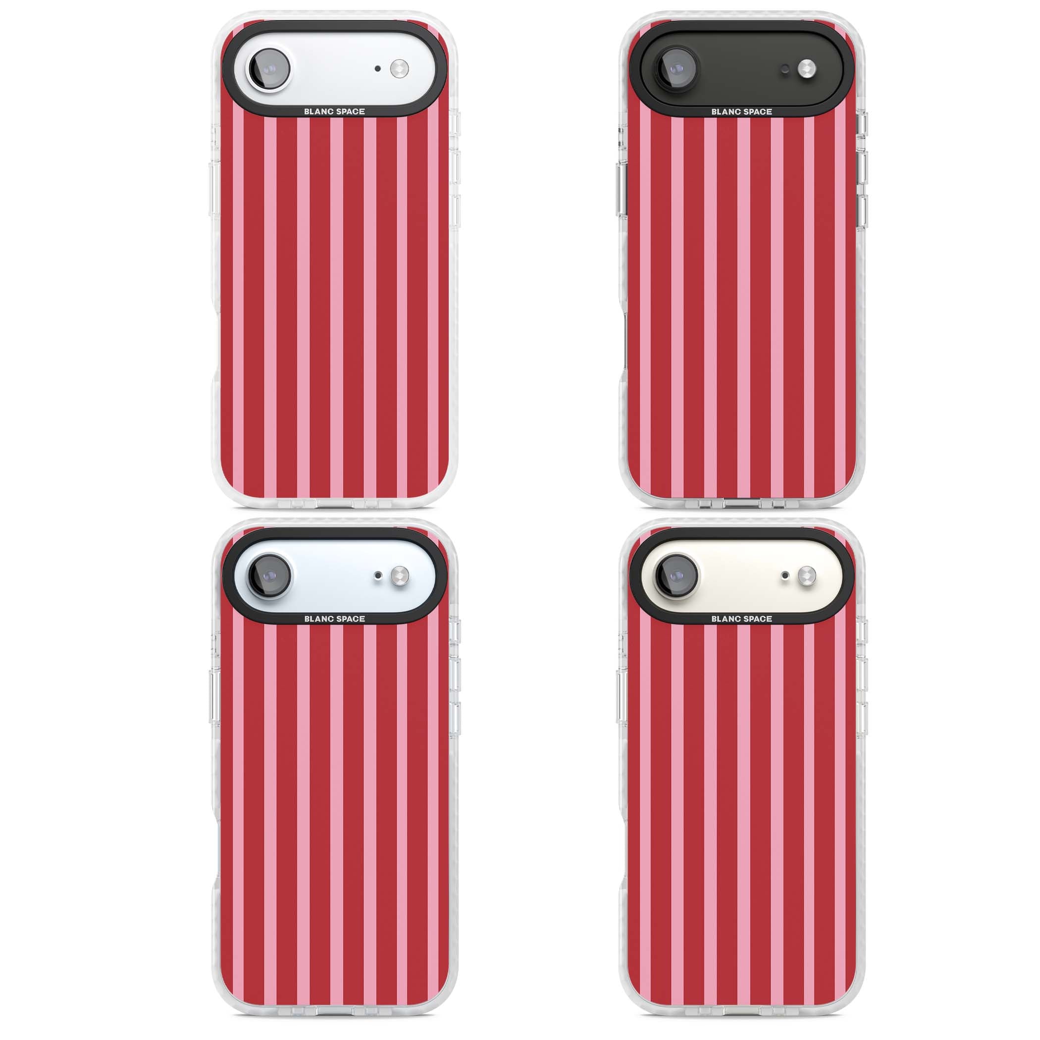 Raspberry Stripe coquette iPhone case featuring red and pink vertical stripes in a candy-inspired pattern | Impact Magsafe case for iPhone Air