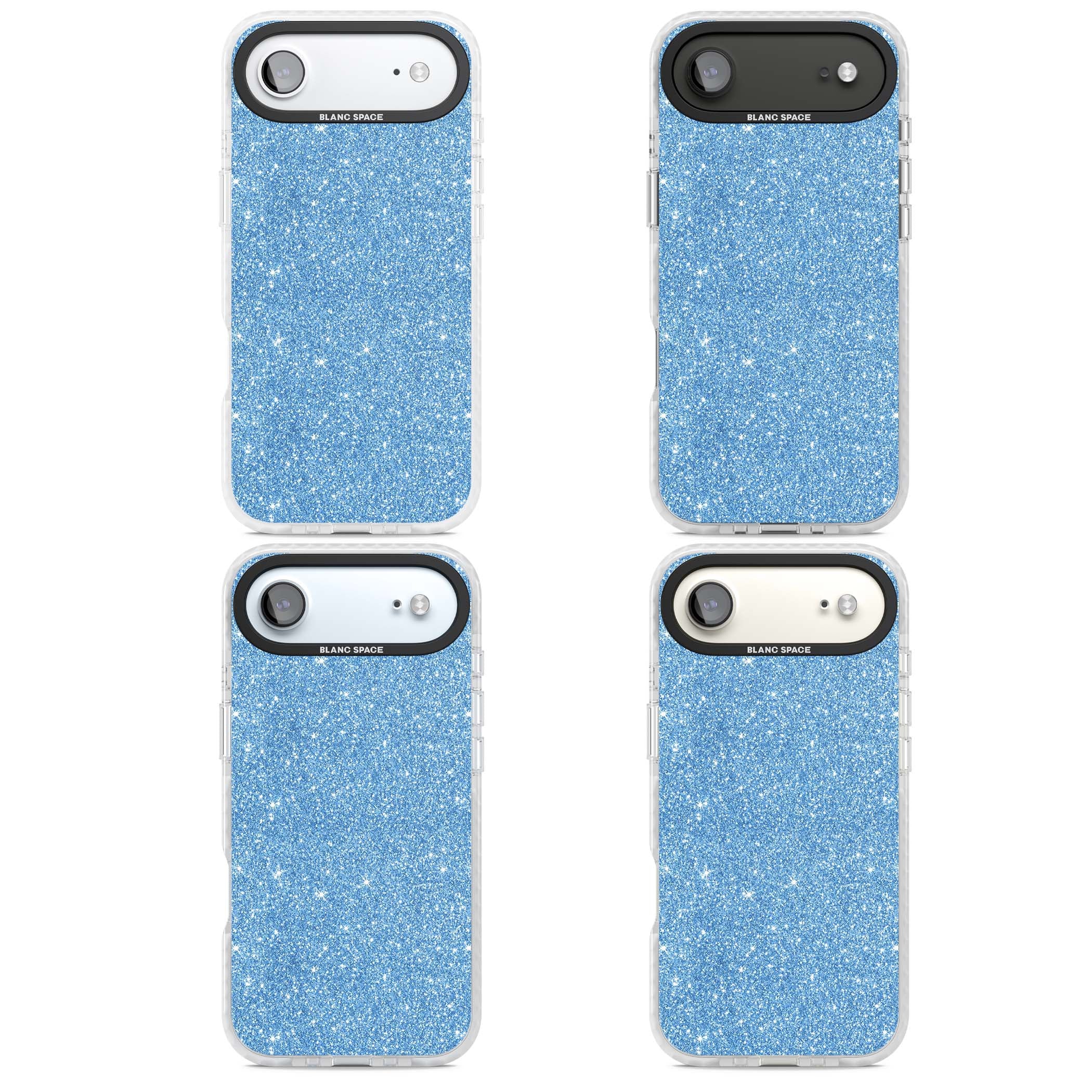Blue Glitter blue glitter iPhone case featuring dense sparkling cerulean glitter with a glamorous shimmering finish | Impact Magsafe case for iPhone Air
