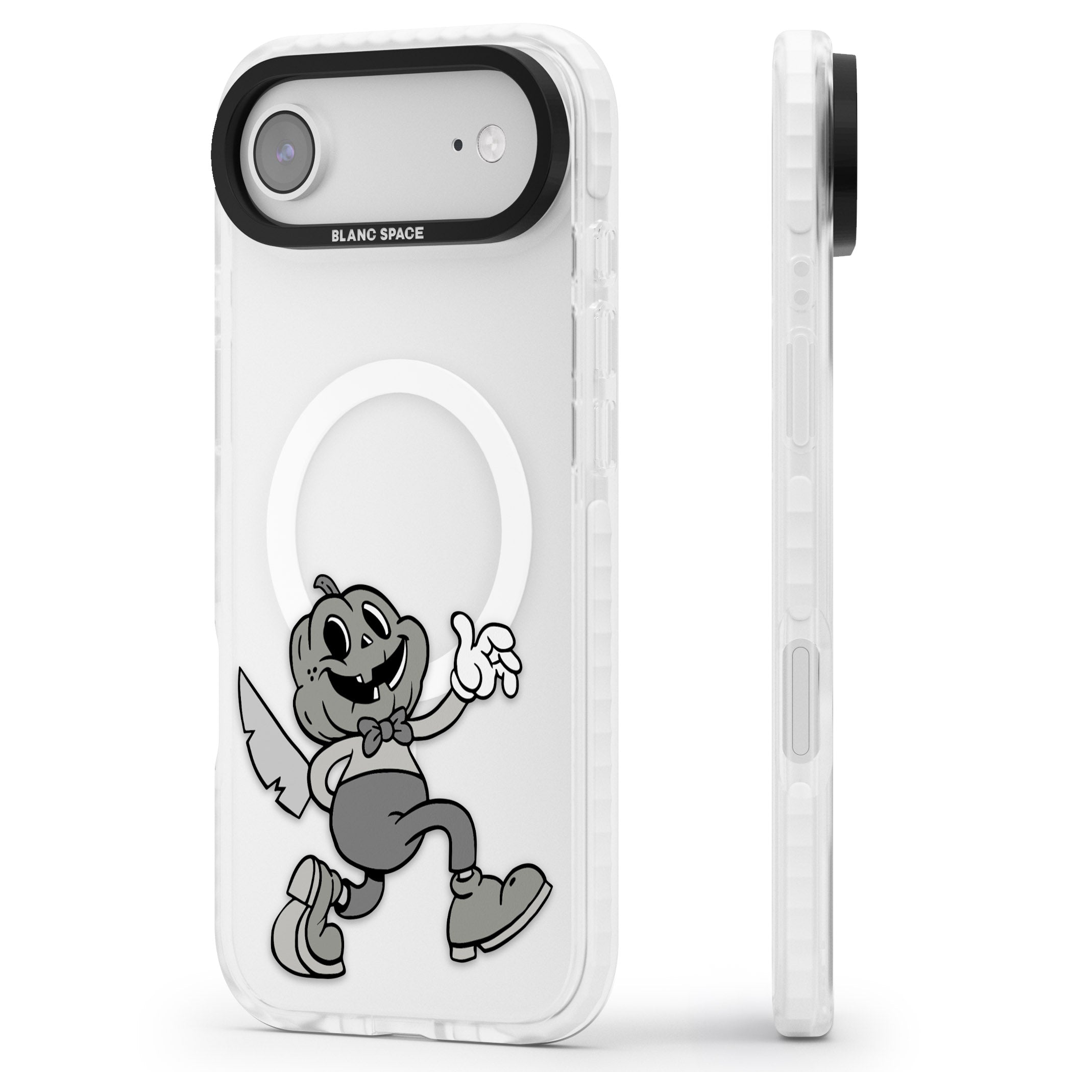 Jack O' Slasher iPhone 17 Air Impact Pro Clear Phone Case Side Profile
