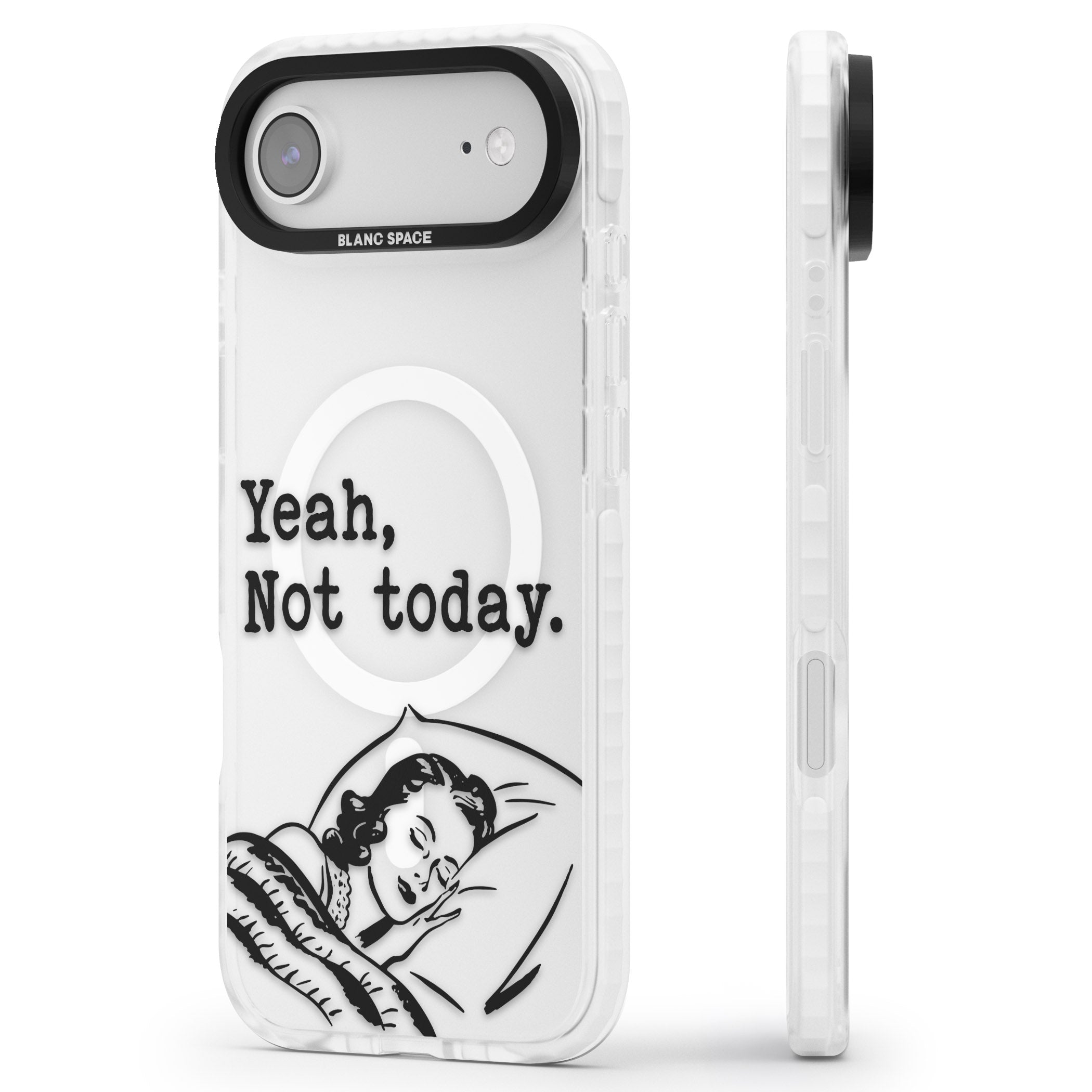 Yeah, Not Today iPhone 17 Air Impact Pro Clear Phone Case Side Profile