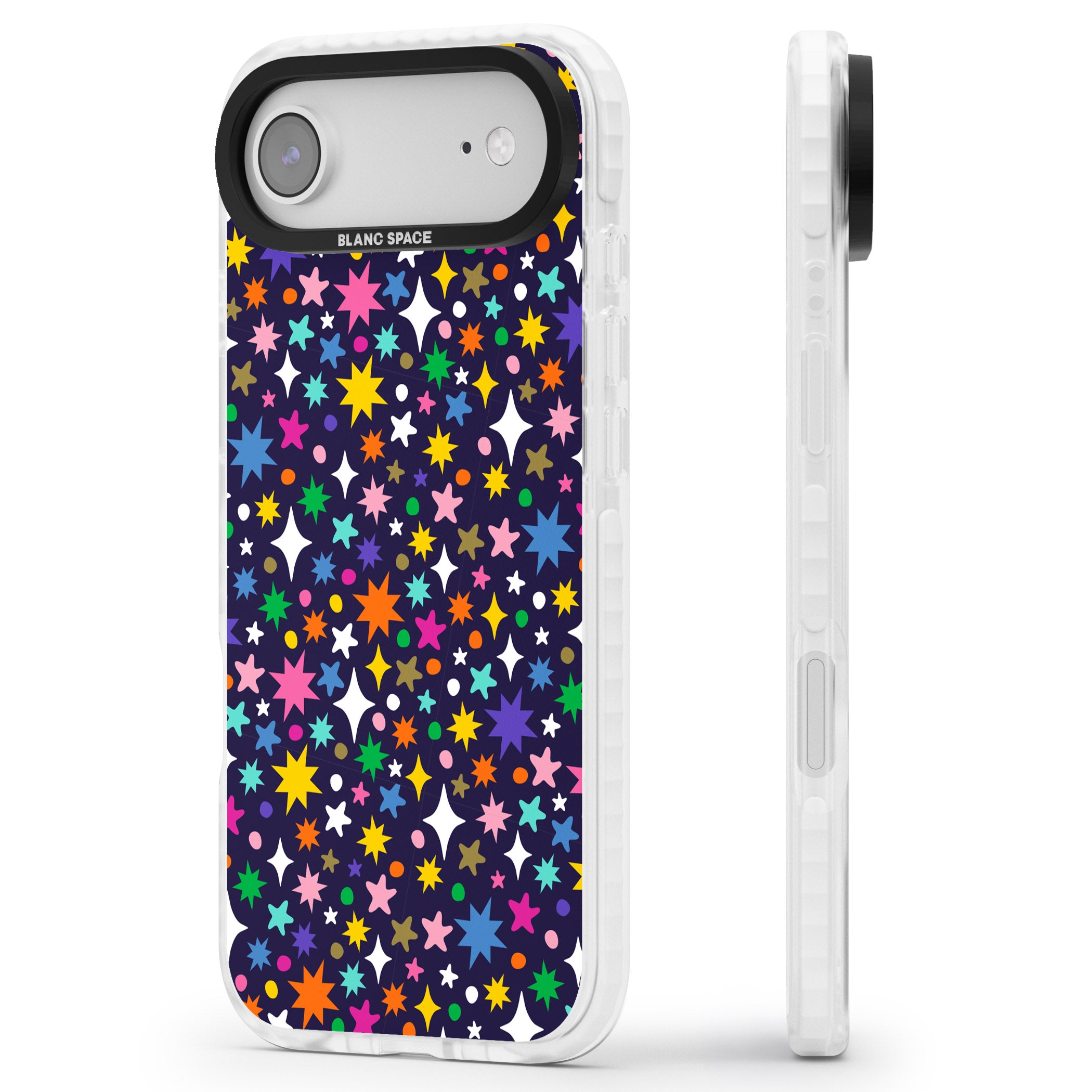 Rainbow Starburst (Purple) iPhone 17 Air Impact Pro Clear Phone Case Side Profile