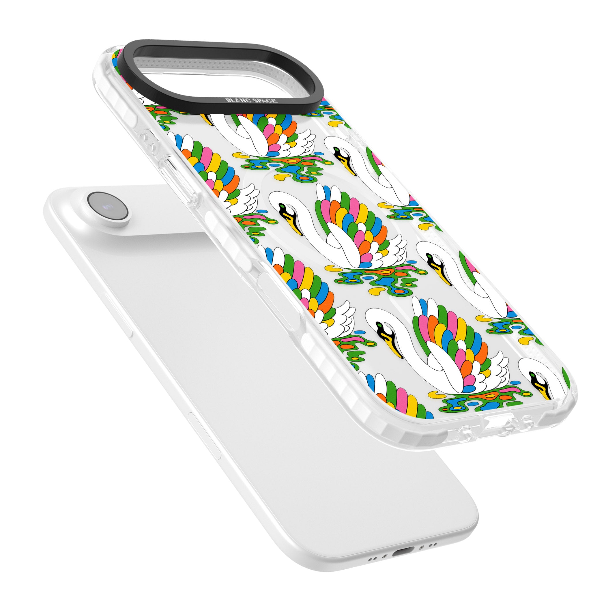 Colourful Swan Pattern iPhone 17 Air Impact Pro Clear Phone Case Colours