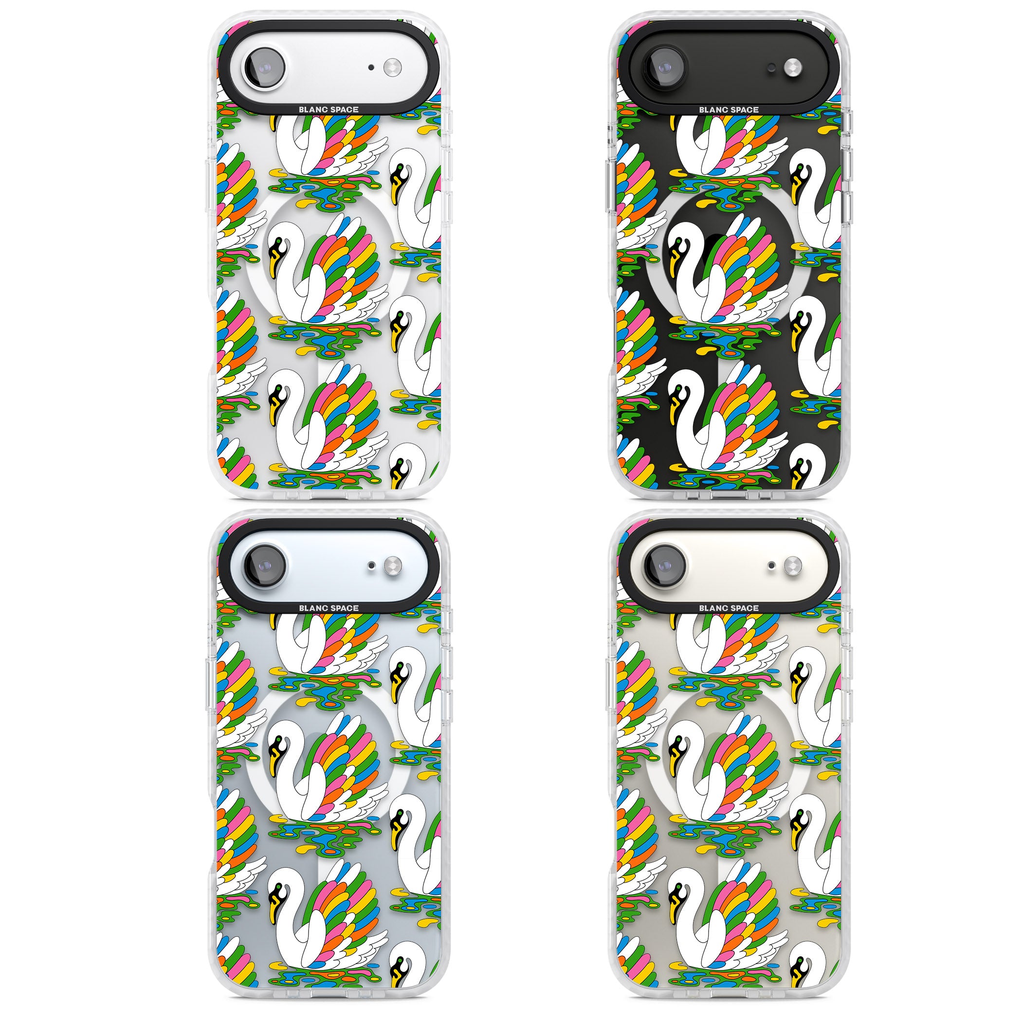 Colourful Swan Pattern iPhone 17 Air Impact Pro Clear Phone Case APT Impact Protection