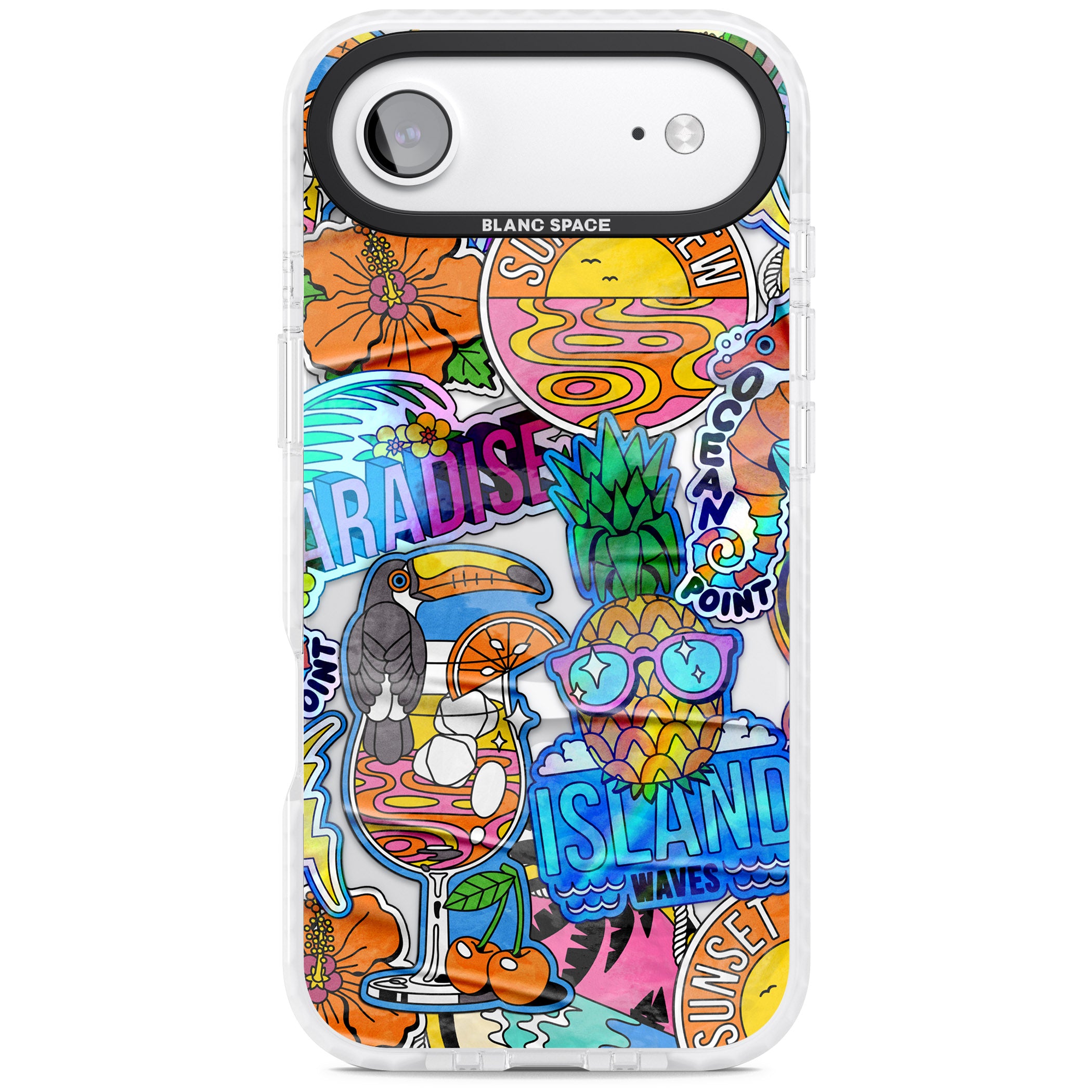 Tropical Vibes Collage iPhone 17 Air Impact Pro Clear Phone Case