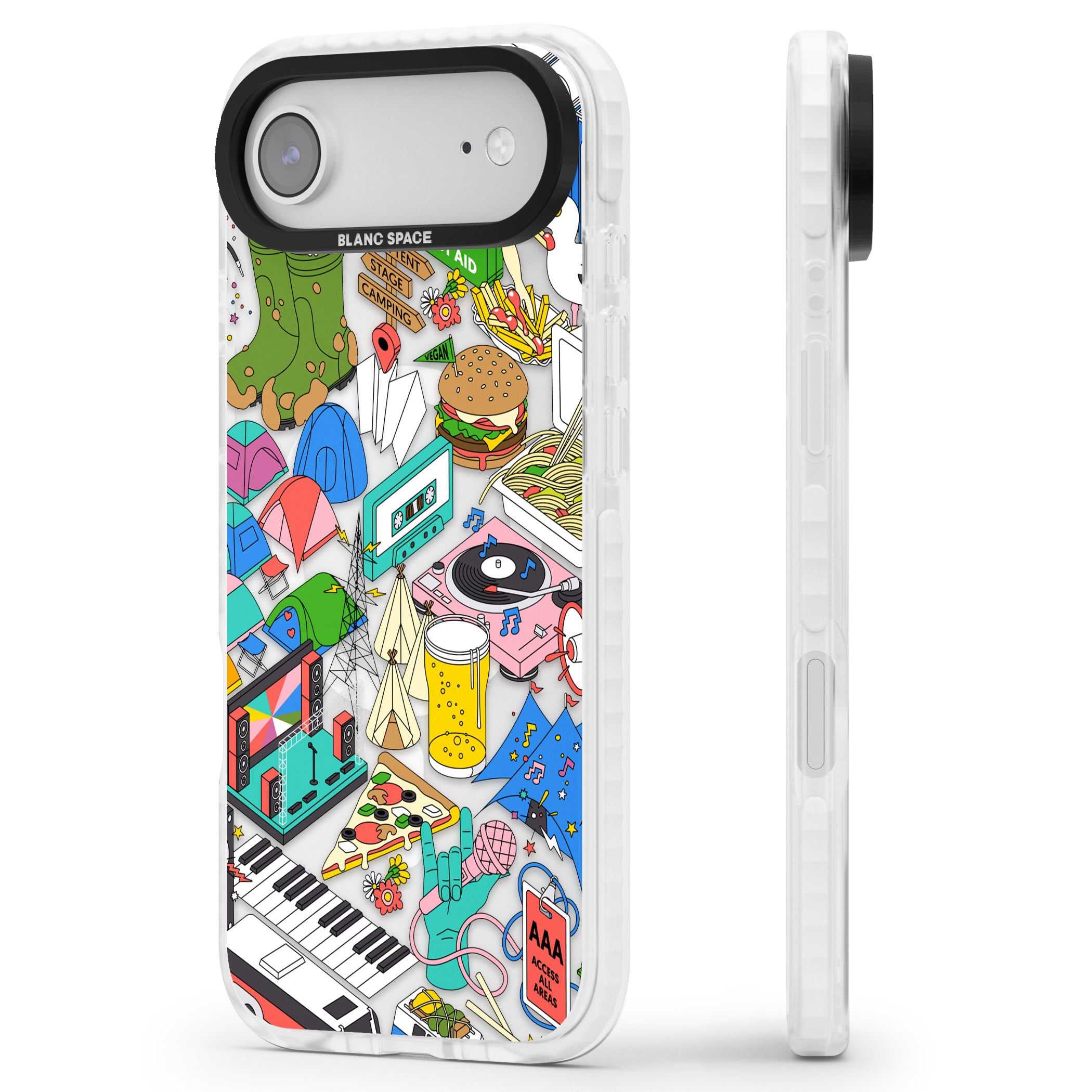 Festival Frenzy iPhone 17 Air Impact Pro Clear Phone Case Side Profile
