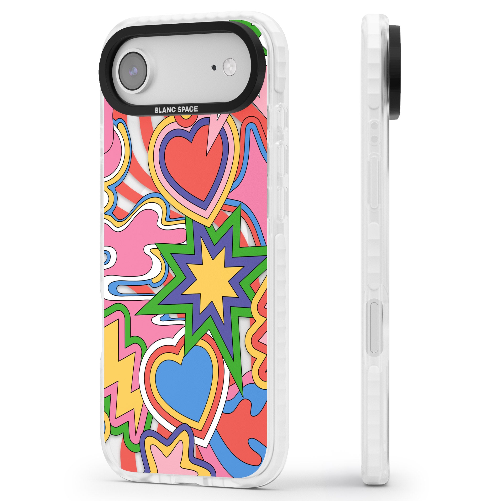 Psychedelic Pop Art Explosion iPhone 17 Air Impact Pro Clear Phone Case Side Profile