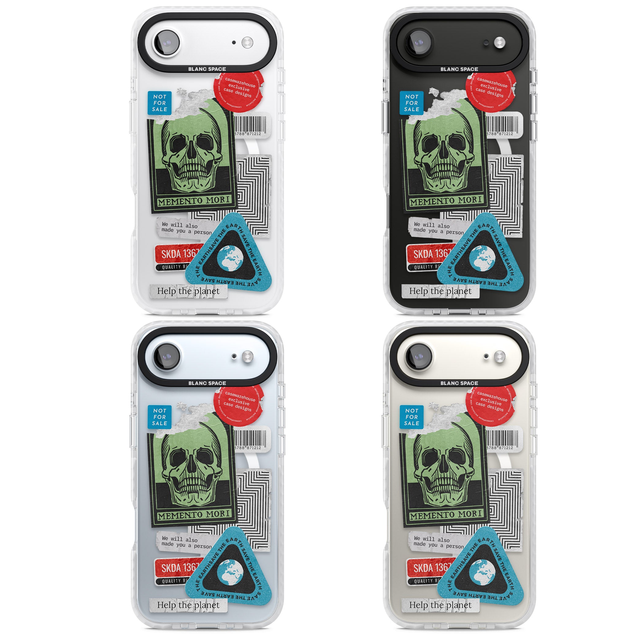 Skull Sticker Mix iPhone 17 Air Impact Pro Clear Phone Case APT Impact Protection