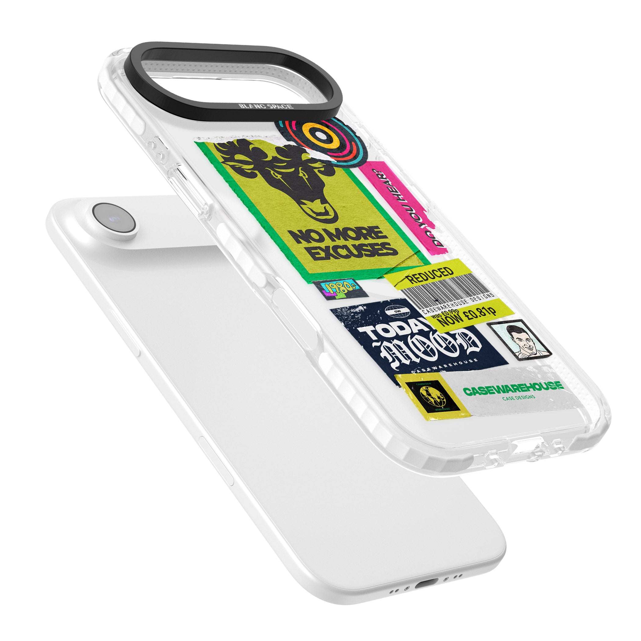 No More Excuses Sticker Mix iPhone 17 Air Impact Pro Clear Phone Case Colours