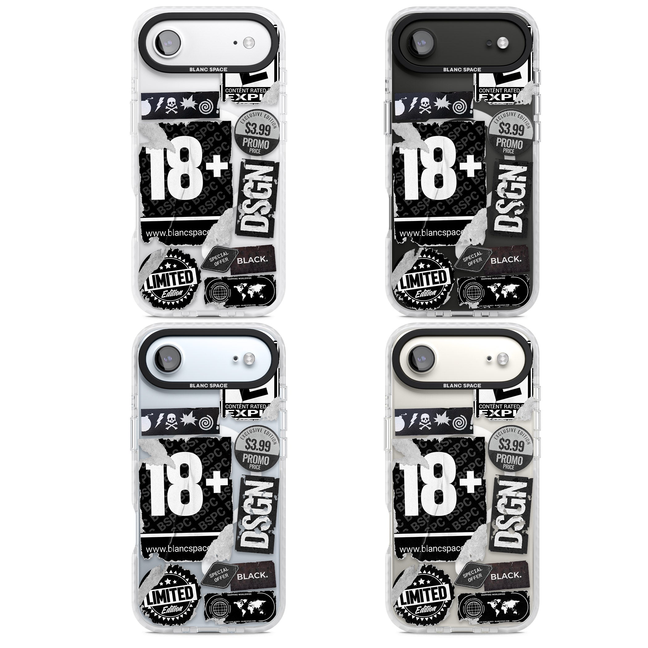 Black Sticker Mix iPhone 17 Air Impact Pro Clear Phone Case APT Impact Protection