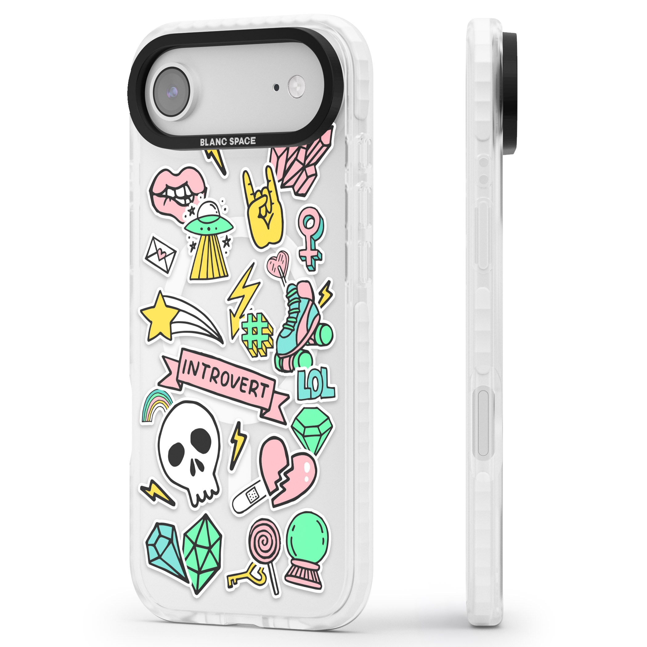 Introvert Sticker iPhone 17 Air Impact Pro Clear Phone Case Side Profile