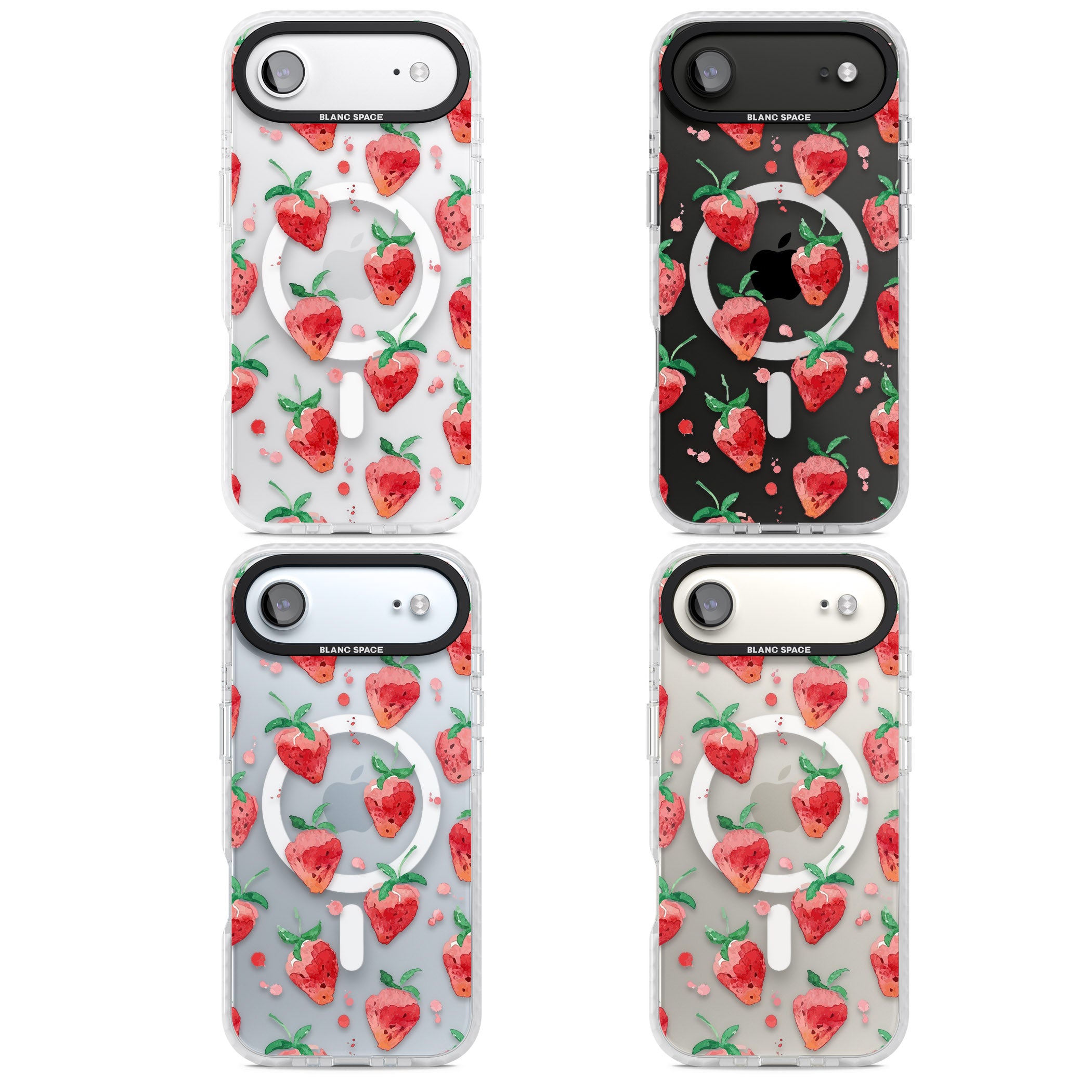 Strawberry Watercolour iPhone 17 Air Impact Pro Clear Phone Case APT Impact Protection