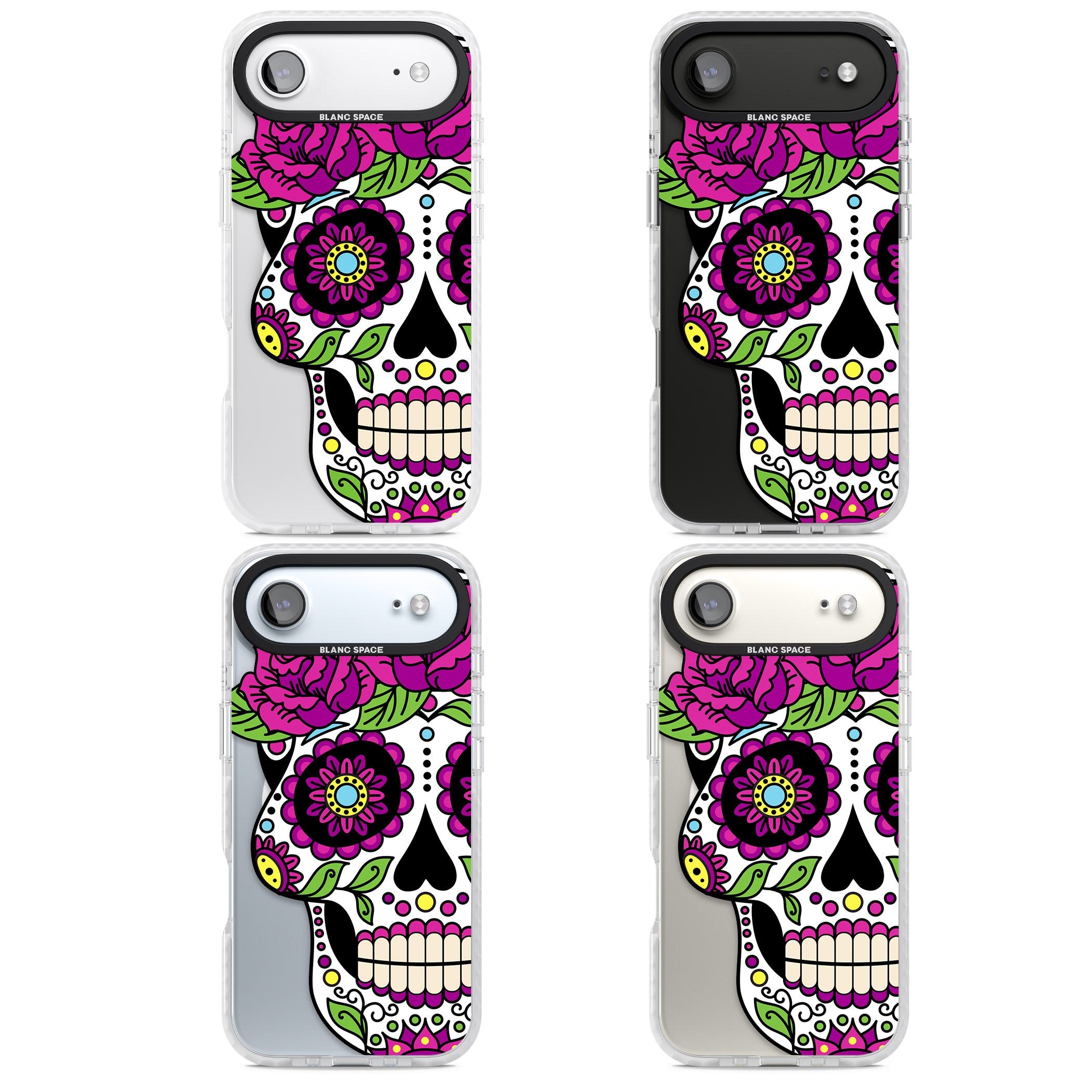 Purple Floral Sugar Skull iPhone 17 Air Impact Pro Clear Phone Case APT Impact Protection