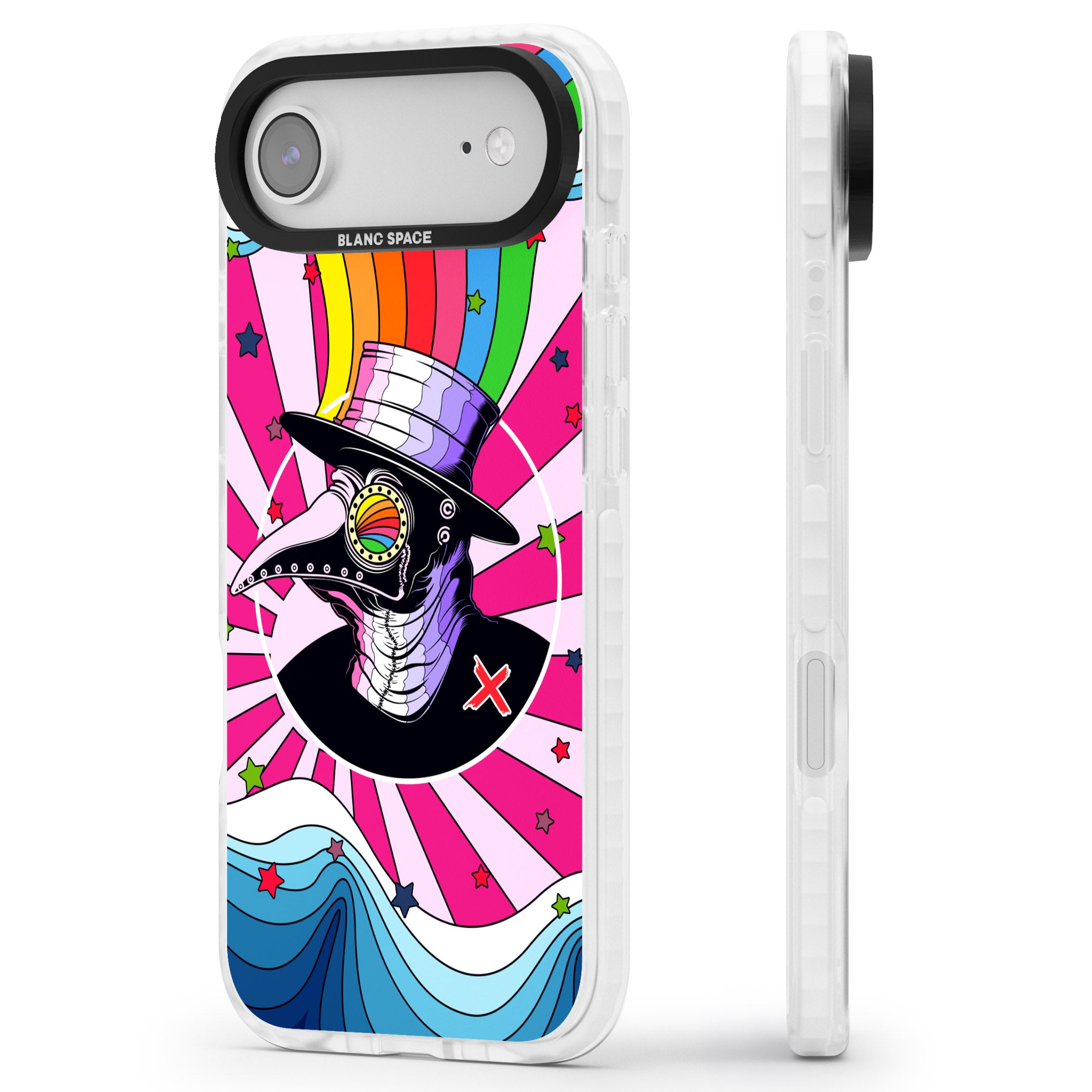 Plague Doctor Passion iPhone 17 Air Impact Pro Clear Phone Case Side Profile
