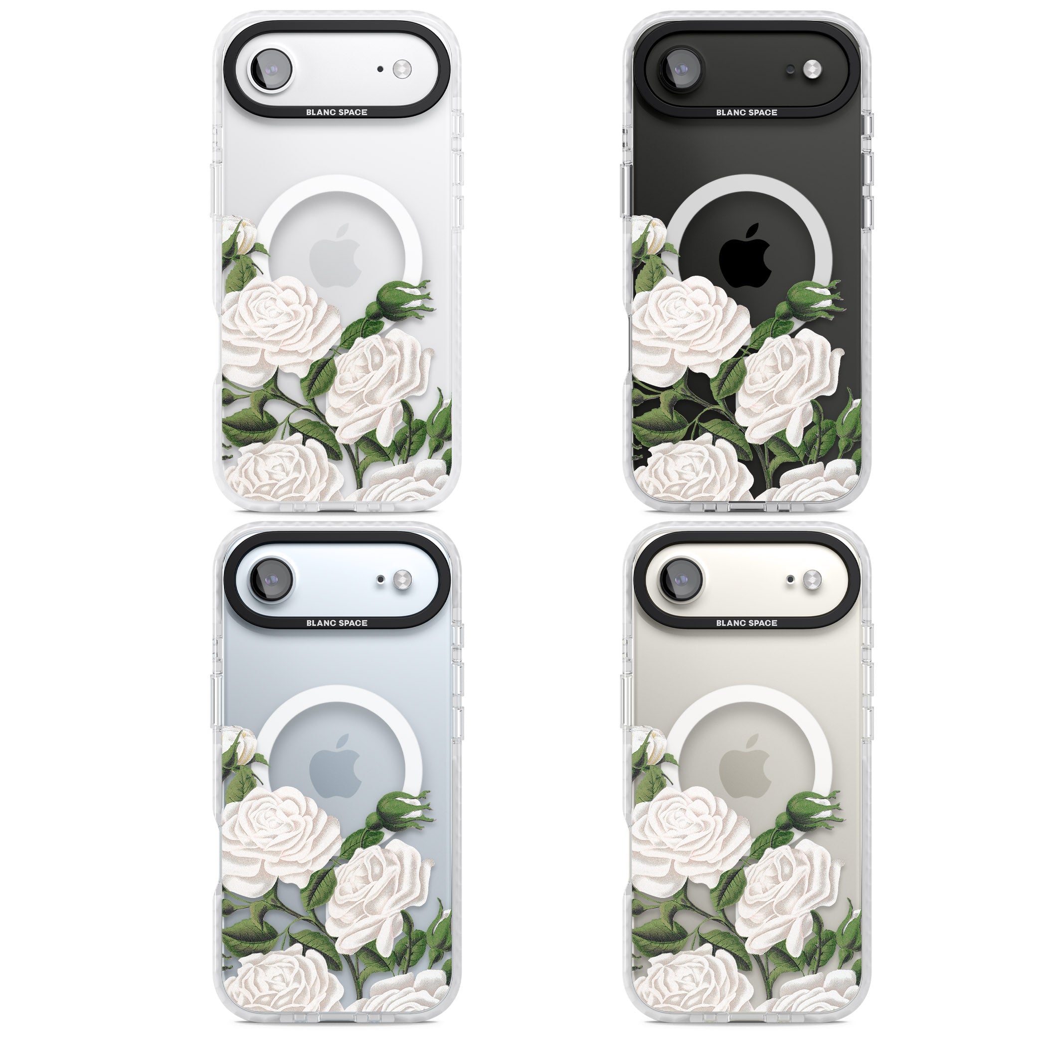 White Vintage Painted Flowers iPhone 17 Air Impact Pro Clear Phone Case APT Impact Protection