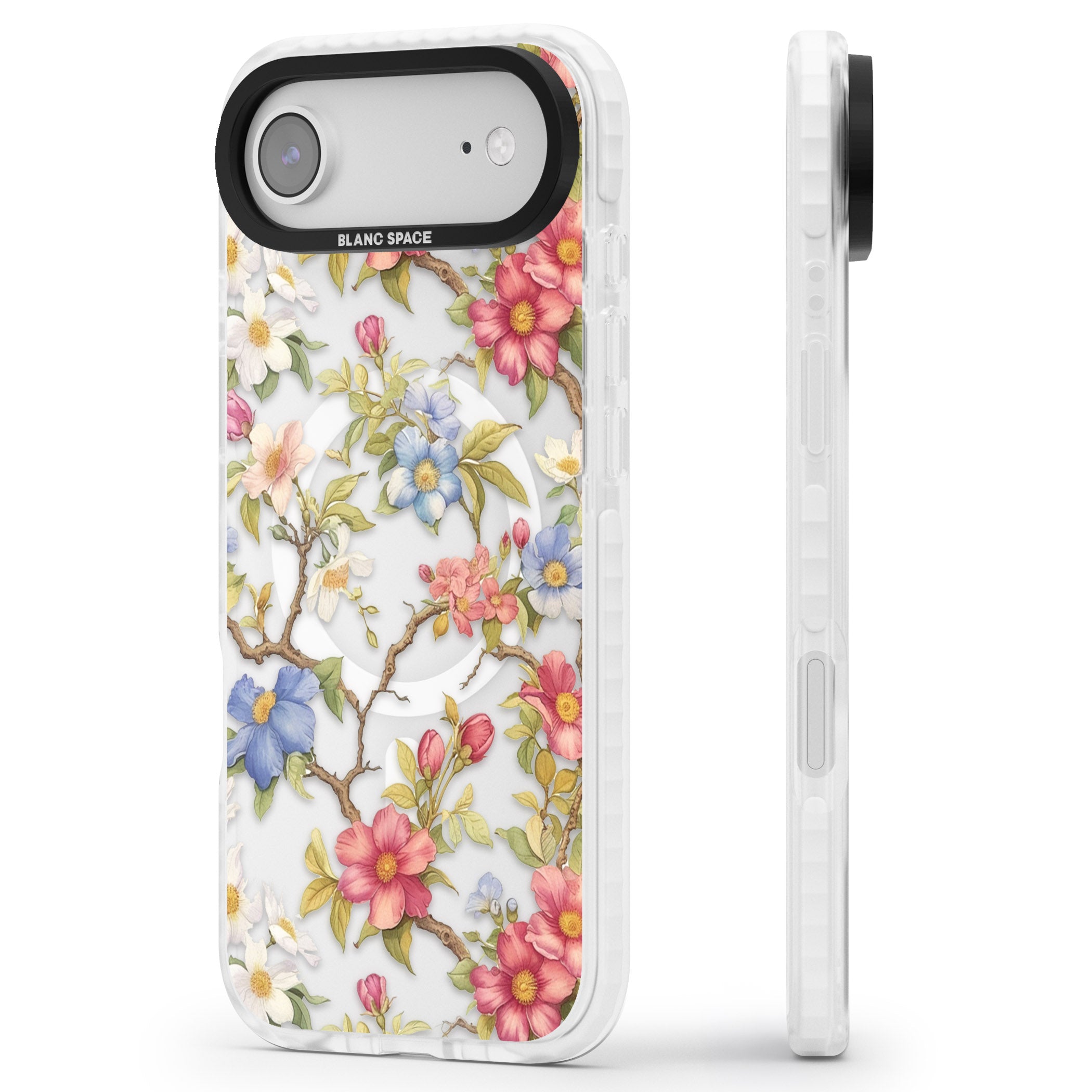 Vintage Vines & Flowers iPhone 17 Air Impact Pro Clear Phone Case Side Profile