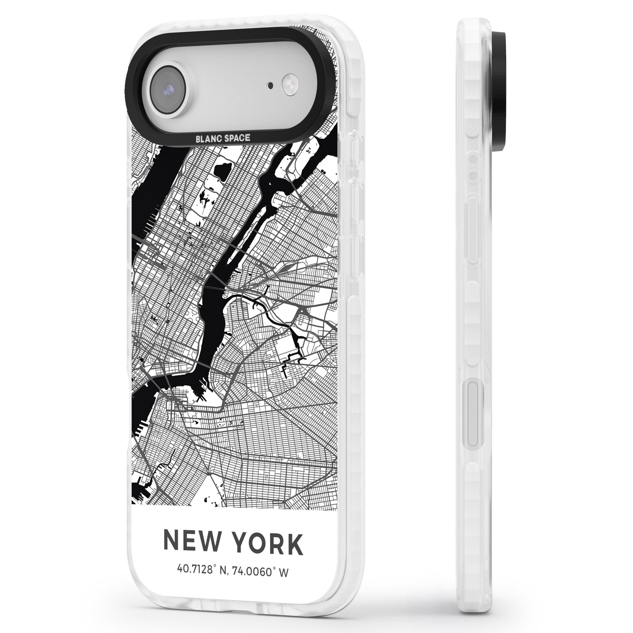 New York Map iPhone 17 Air Impact Clear Phone Case Side Profile
