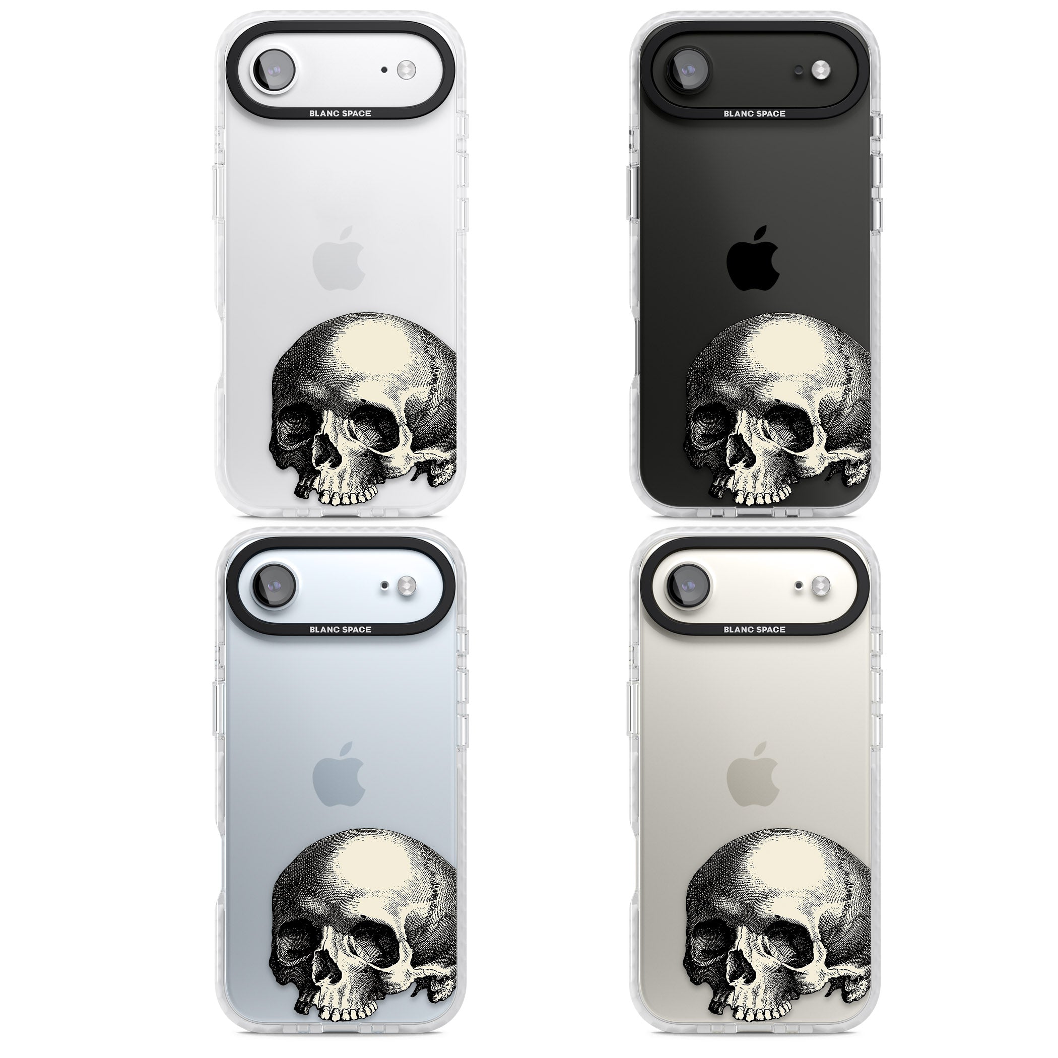Minimal Vintage Skull iPhone 17 Air Impact Clear Phone Case APT Impact Protection