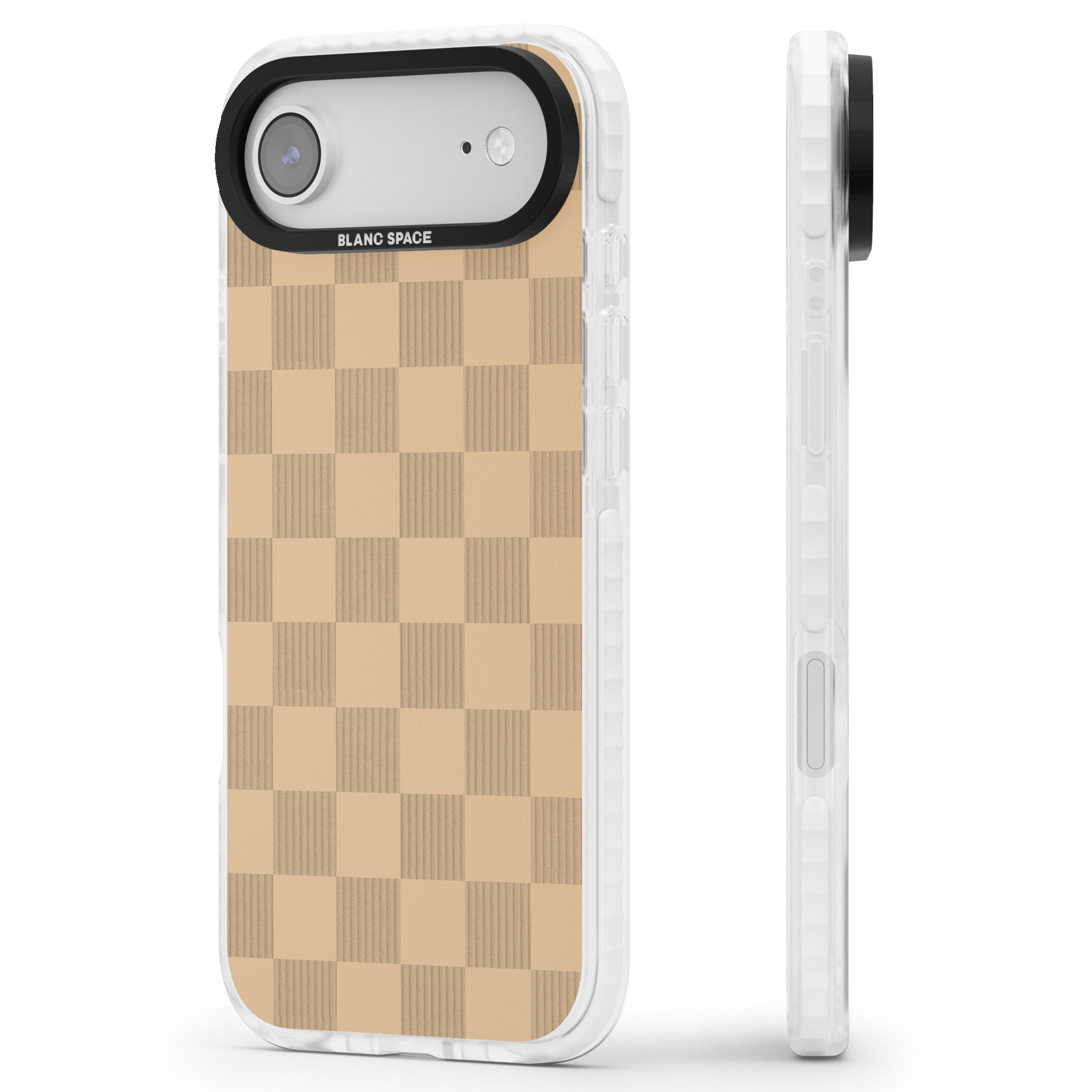 Beige Checkered iPhone 17 Air Impact Clear Phone Case Side Profile