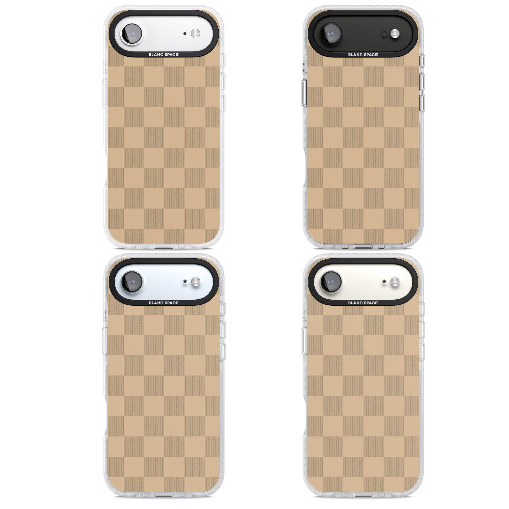 Beige Checkered iPhone 17 Air Impact Clear Phone Case APT Impact Protection