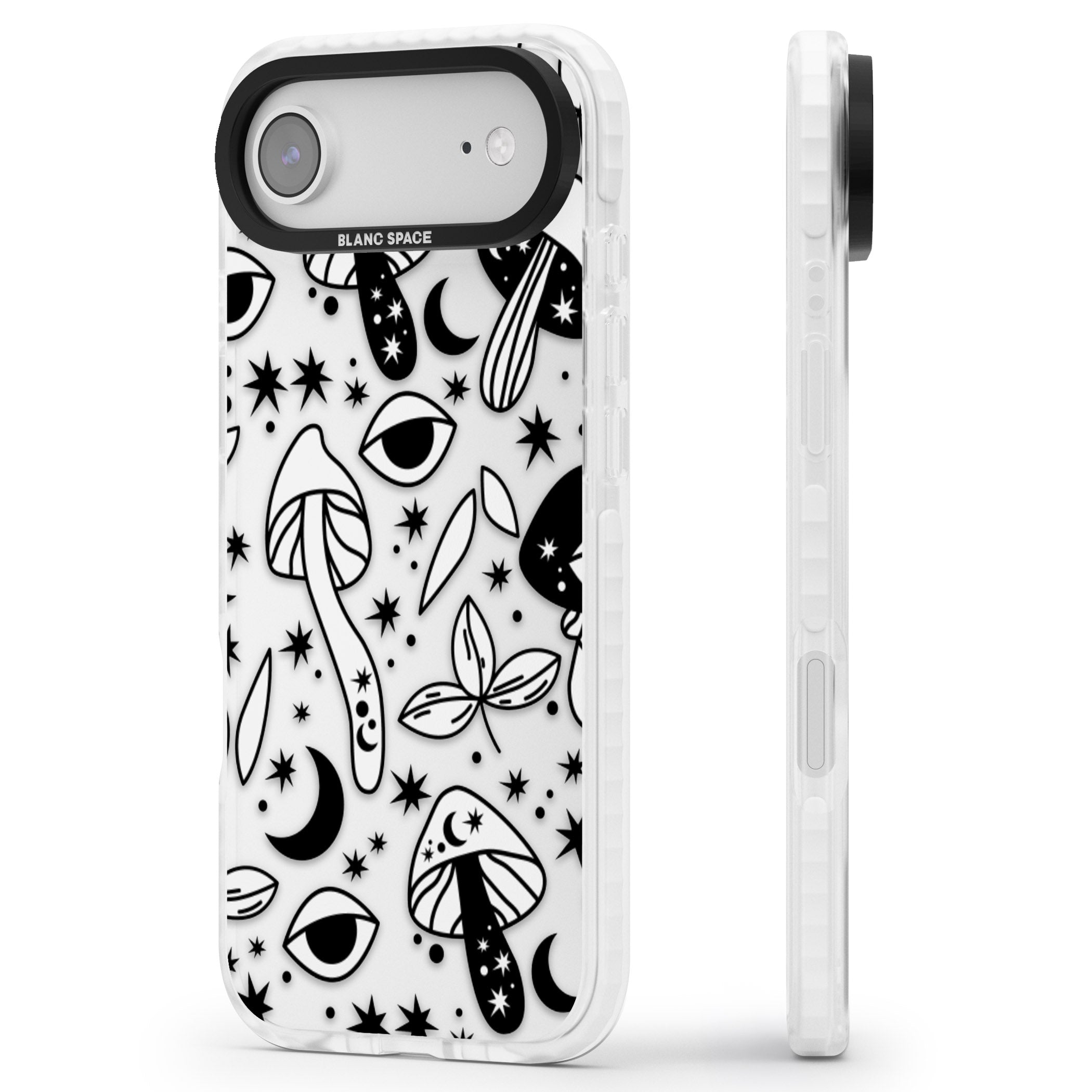 Mystic Mushrooms Pattern iPhone 17 Air Impact Clear Phone Case Side Profile