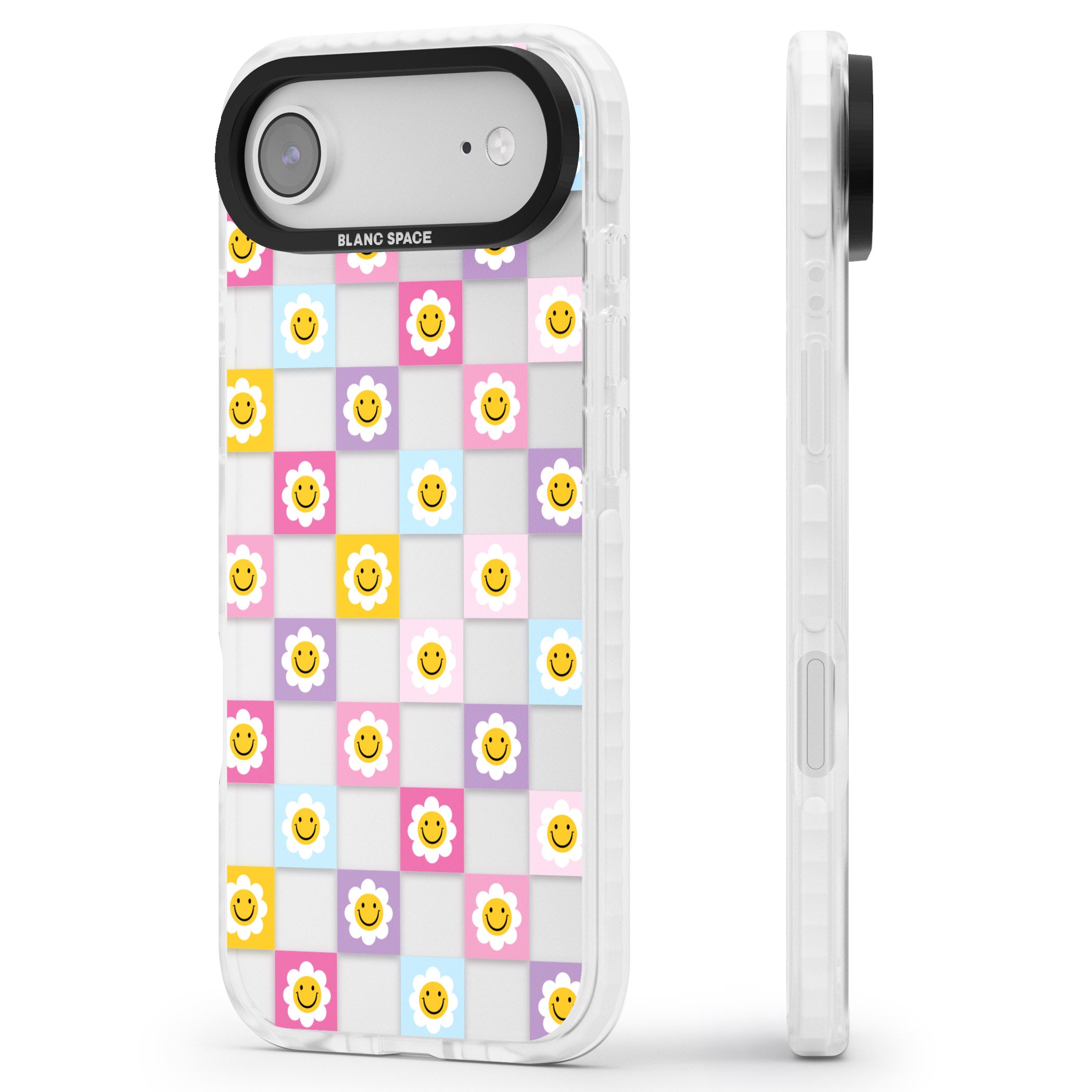 Daisy Squares Pattern iPhone 17 Air Impact Clear Phone Case Side Profile