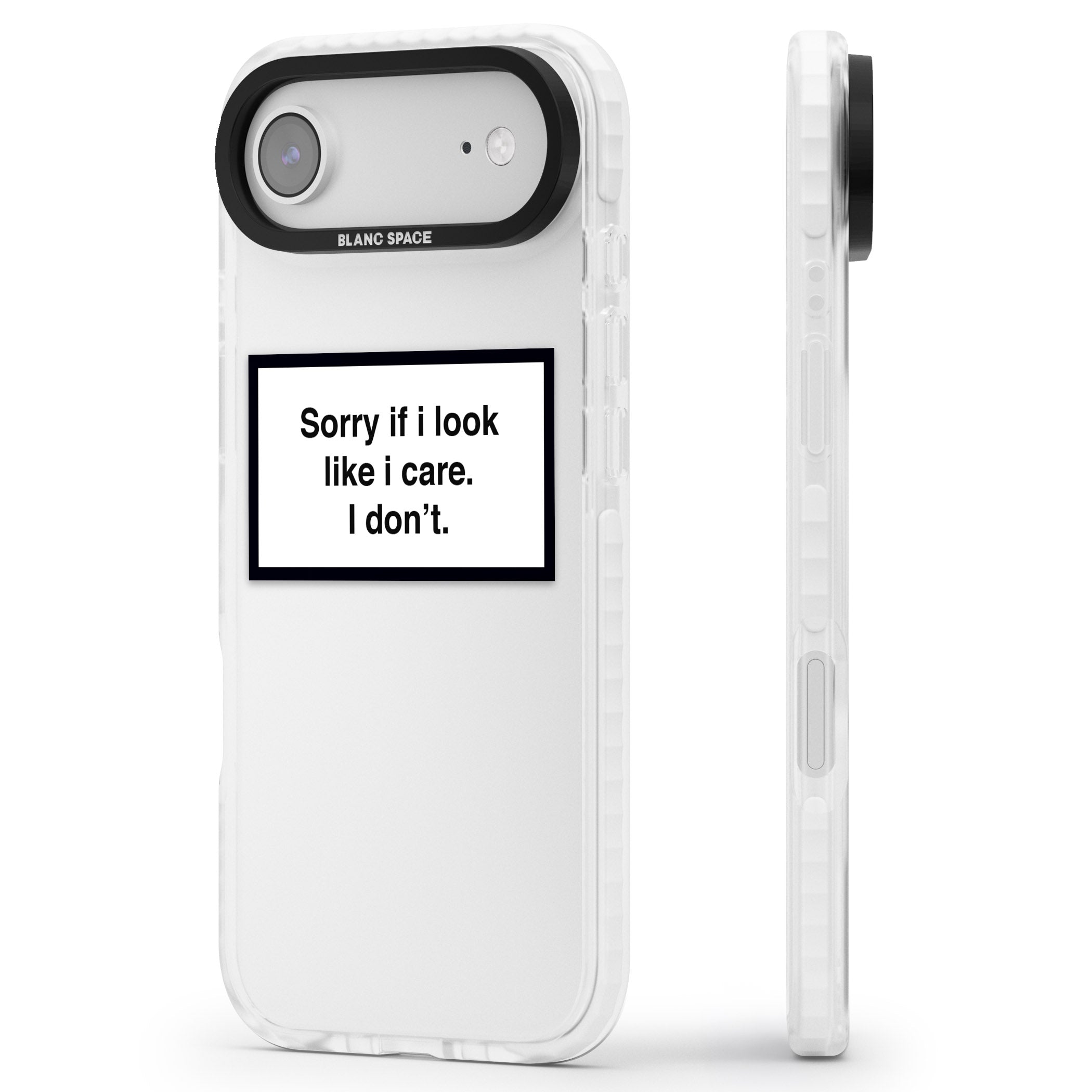 Sorry If I Look Like I Care iPhone 17 Air Impact Clear Phone Case Side Profile