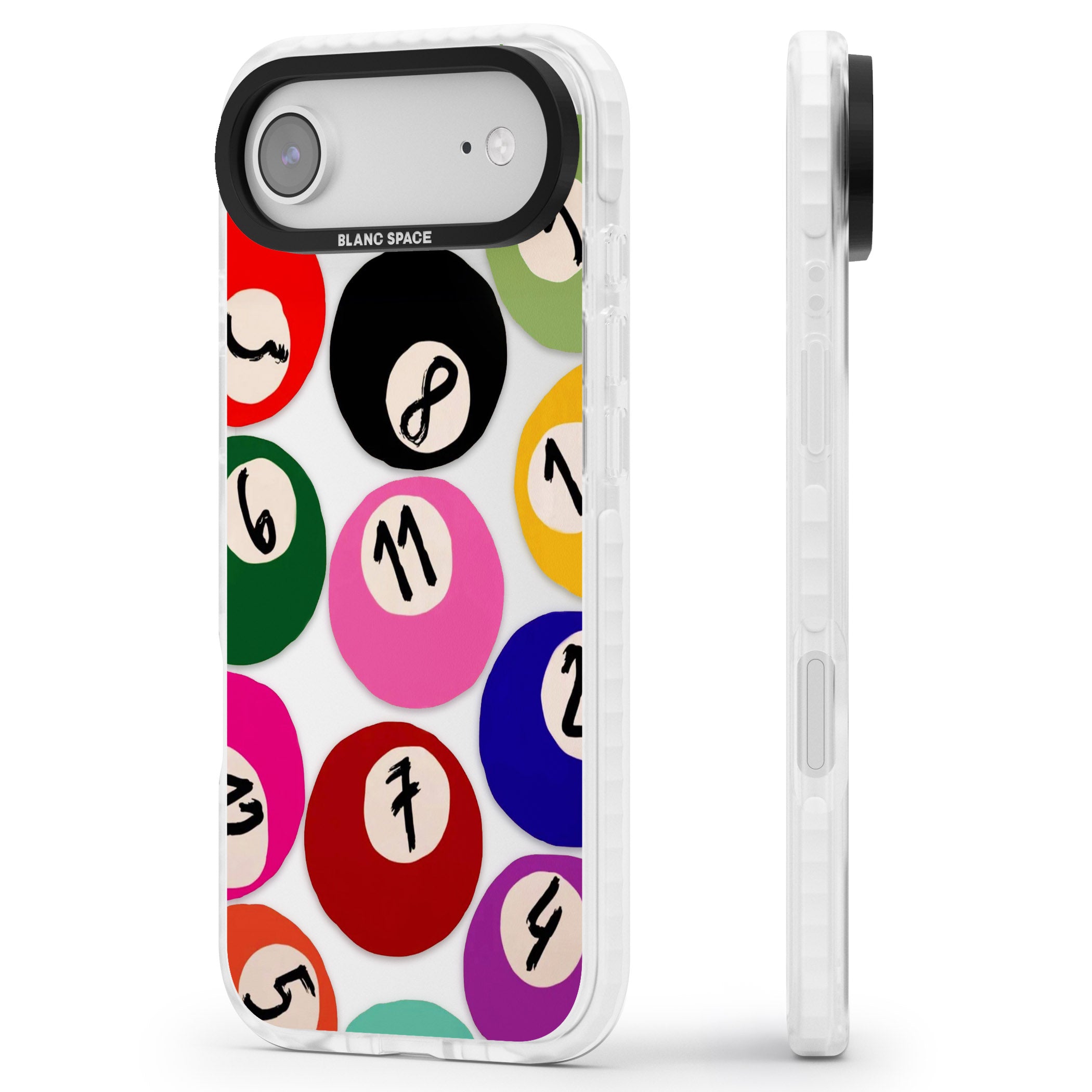 Pool Balls iPhone 17 Air Impact Clear Phone Case Side Profile