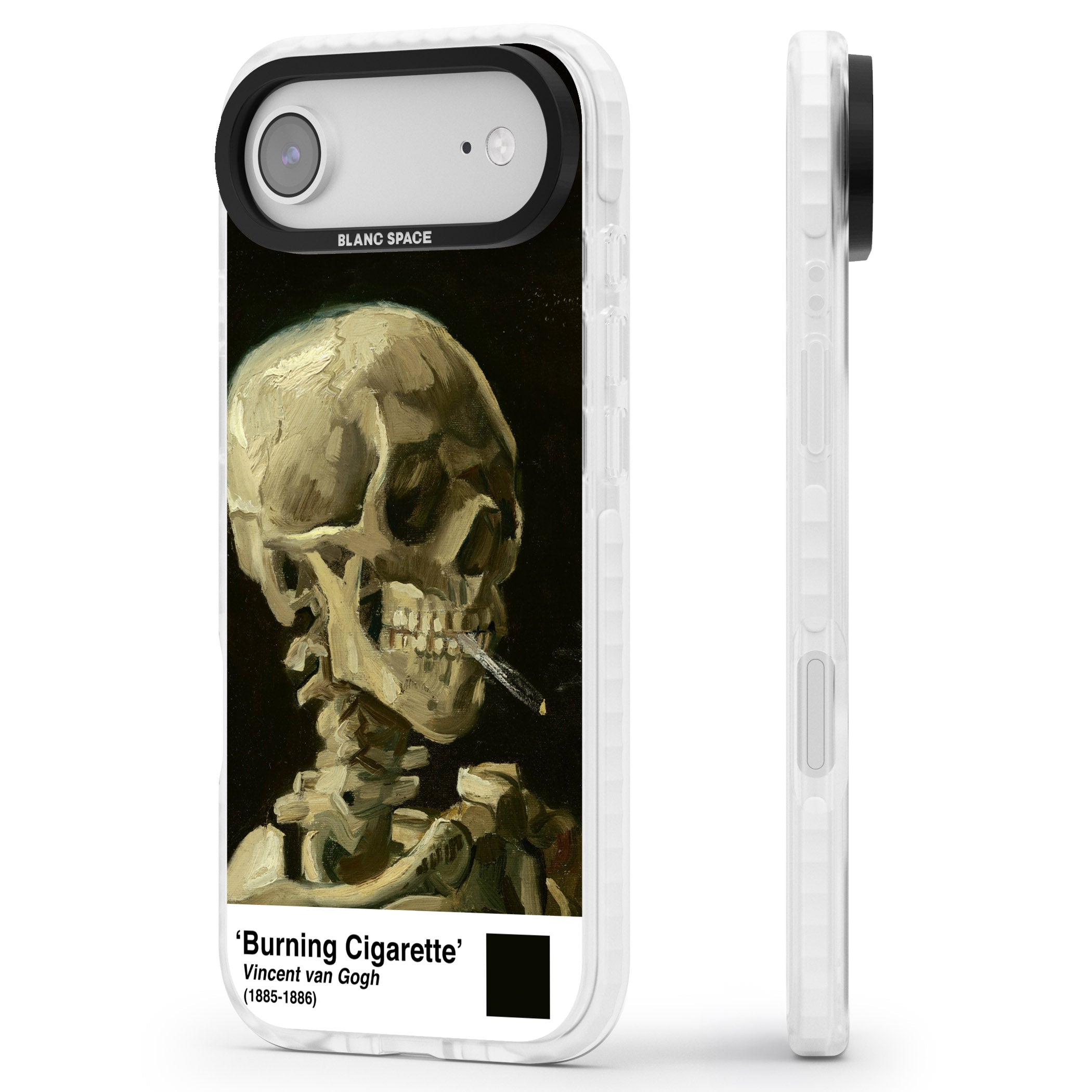 Skull Of A Skeleton With Burning Cigarette iPhone 17 Air Impact Clear Phone Case Side Profile