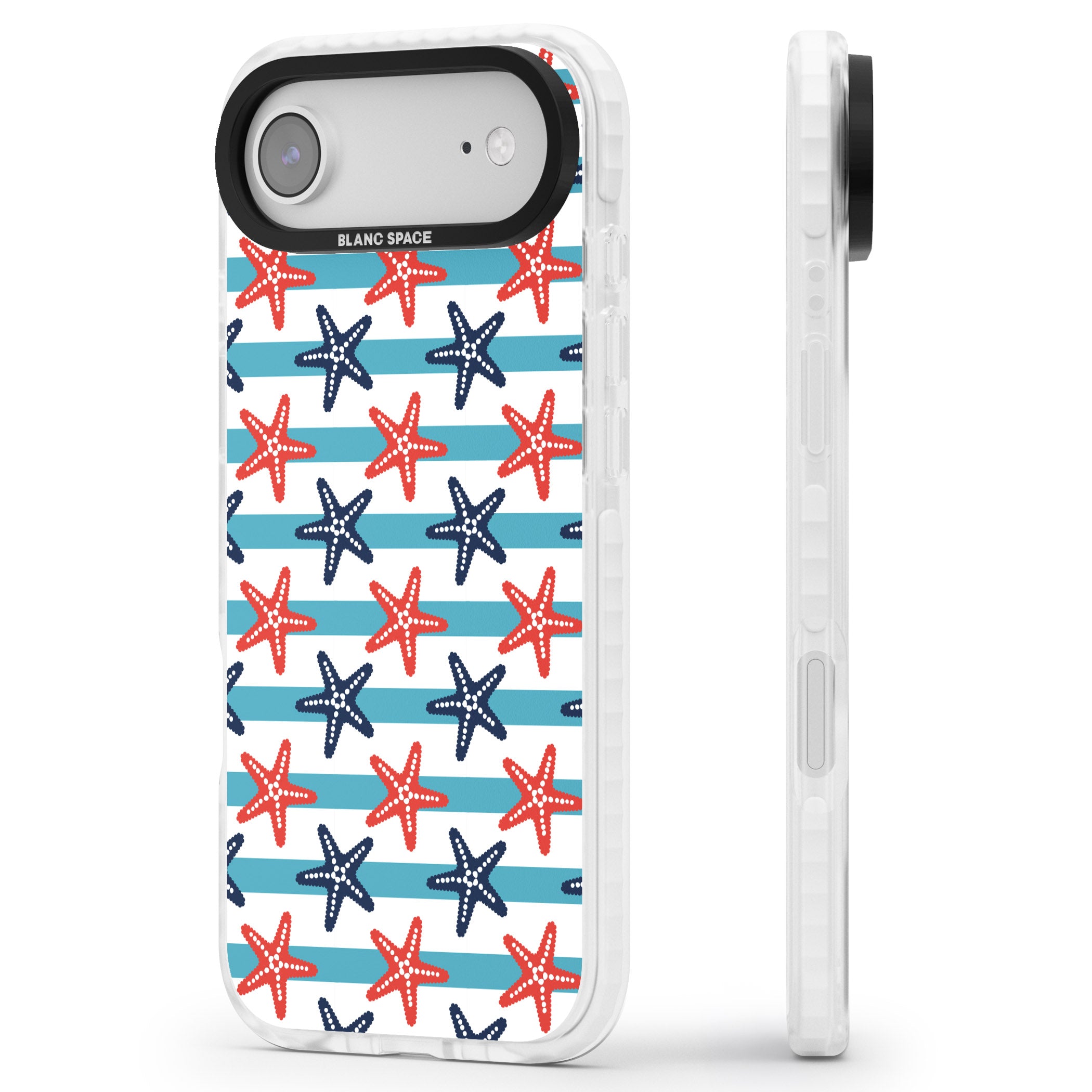 Nautical Starfish Stripe iPhone 17 Air Impact Clear Phone Case Side Profile