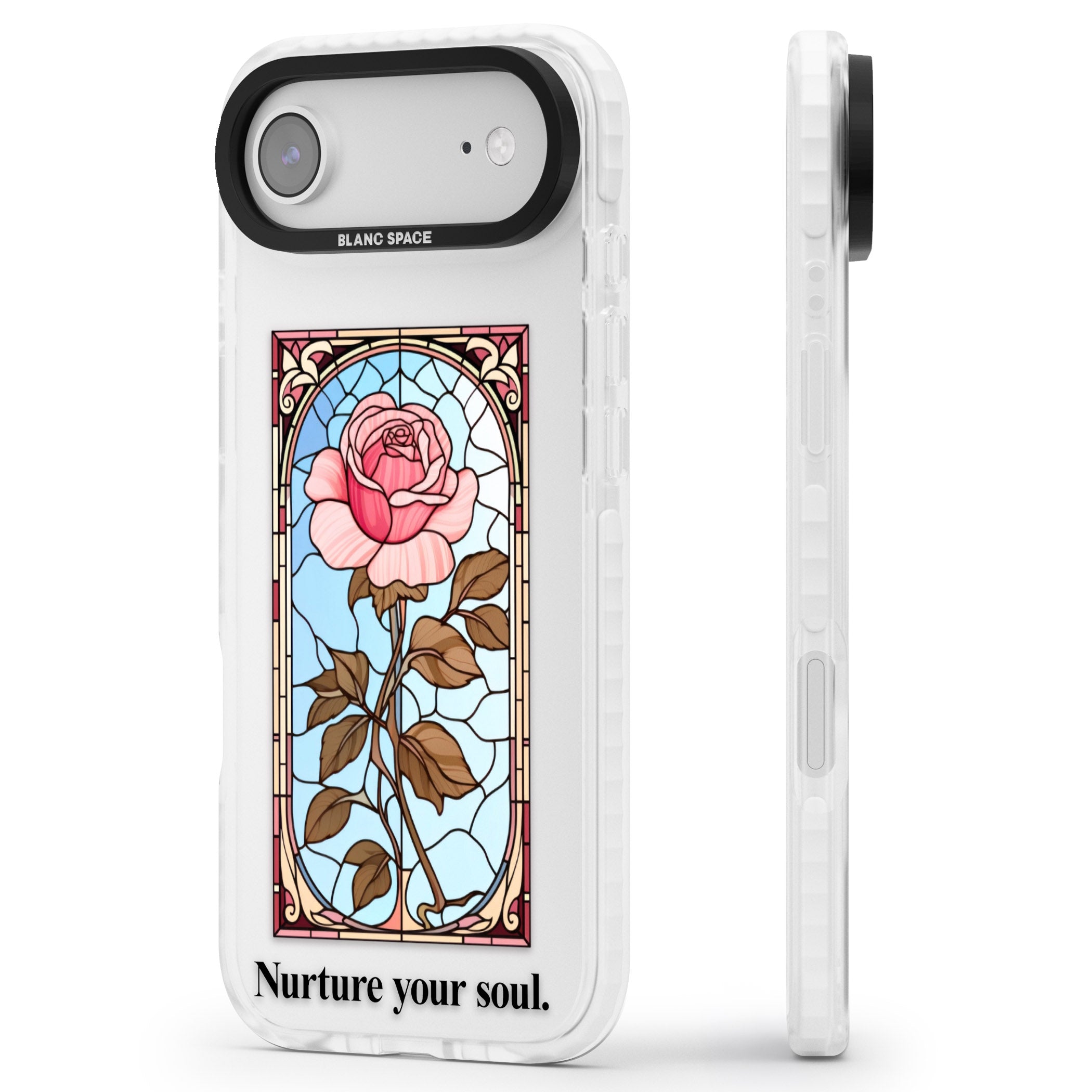 Nurture Your Soul iPhone 17 Air Impact Clear Phone Case Side Profile