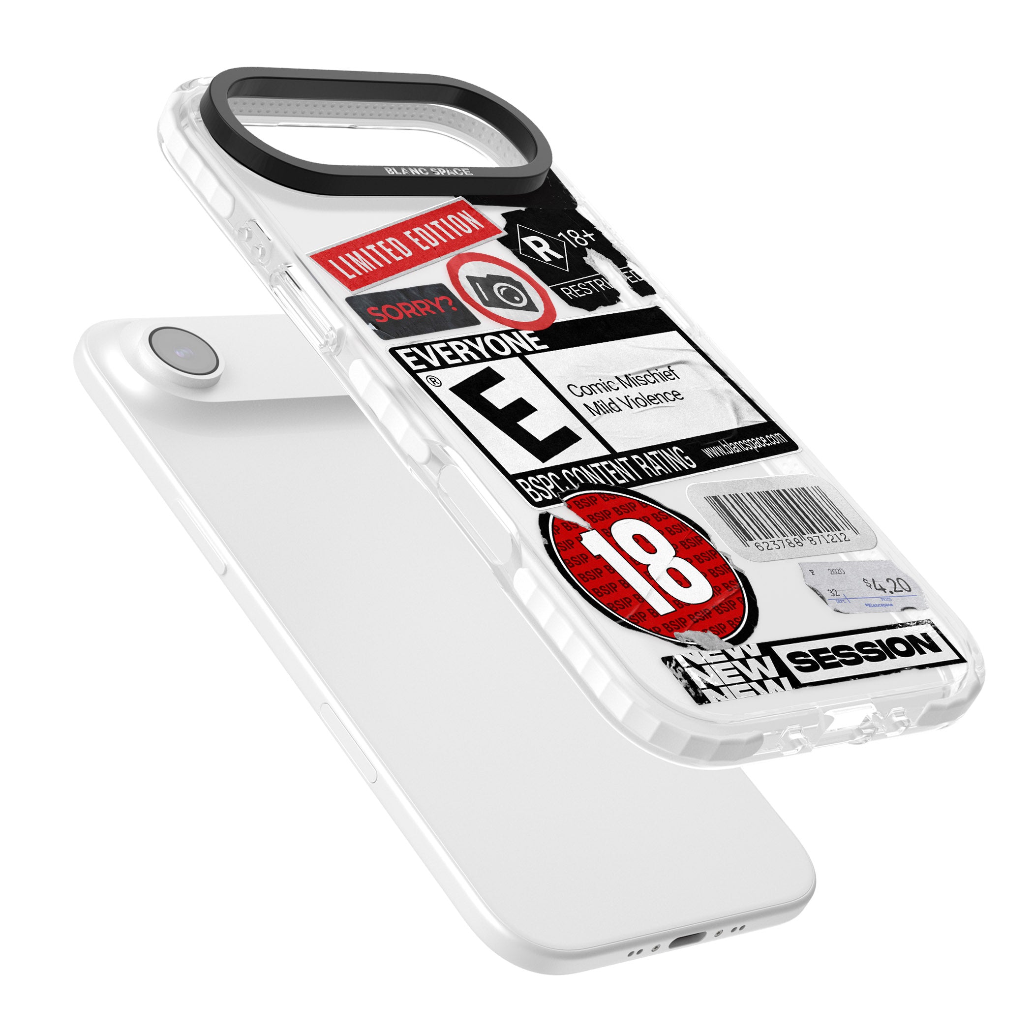Rated 18+ Sticker Mix iPhone 17 Air Impact Clear Phone Case Colours