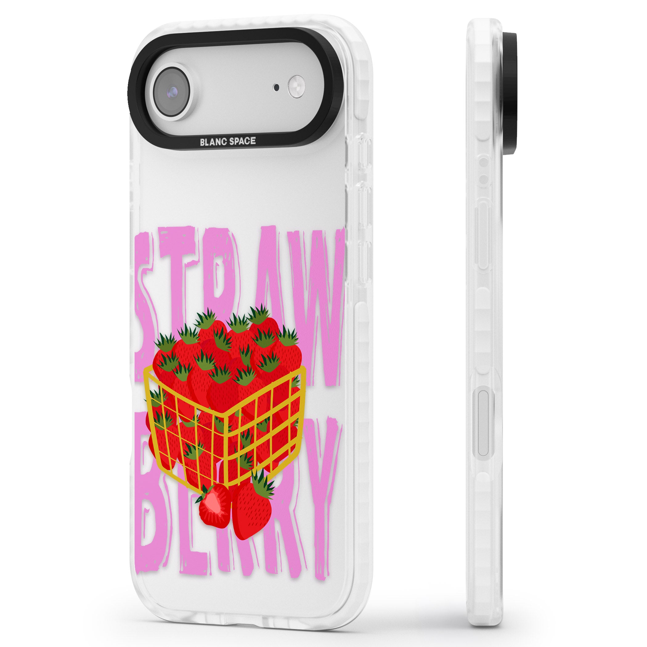Strawberry Basket iPhone 17 Air Impact Clear Phone Case Side Profile