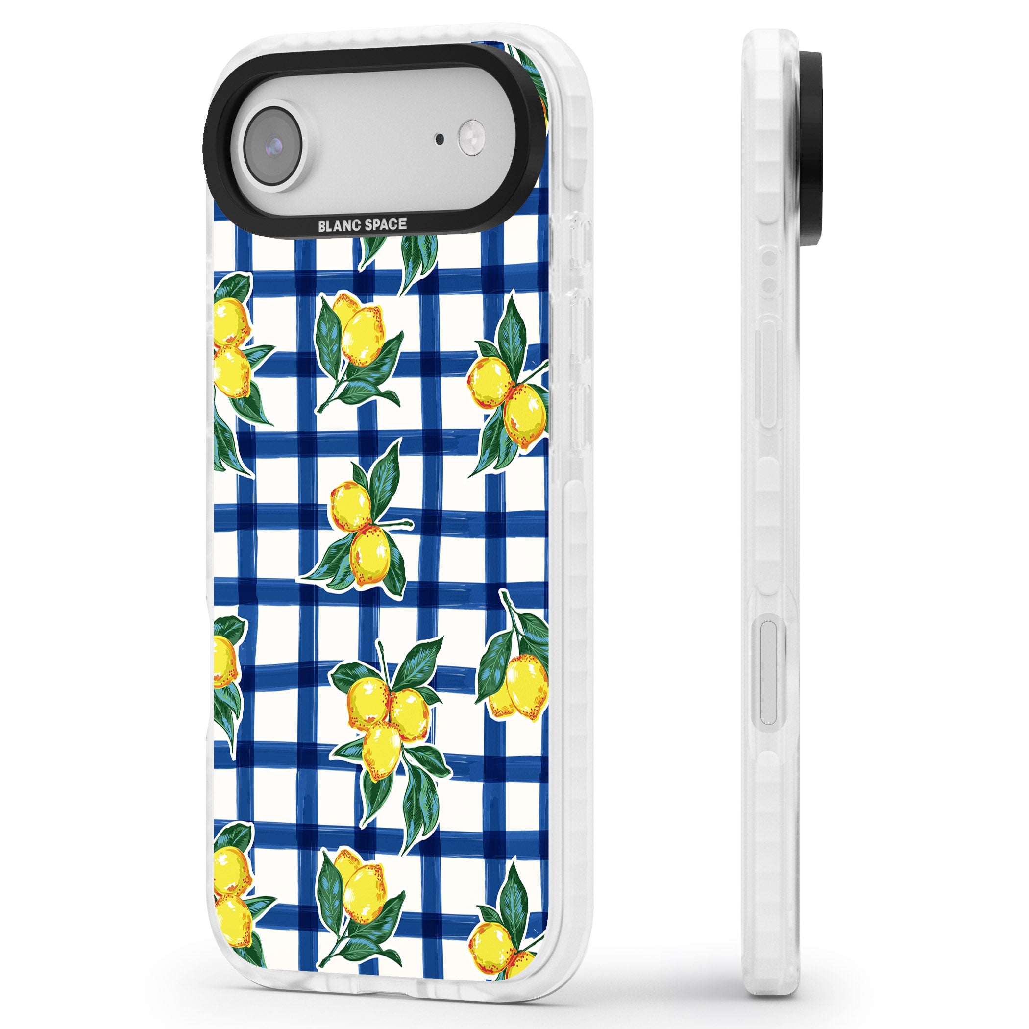 Lemon Gingham iPhone 17 Air Impact Clear Phone Case Side Profile