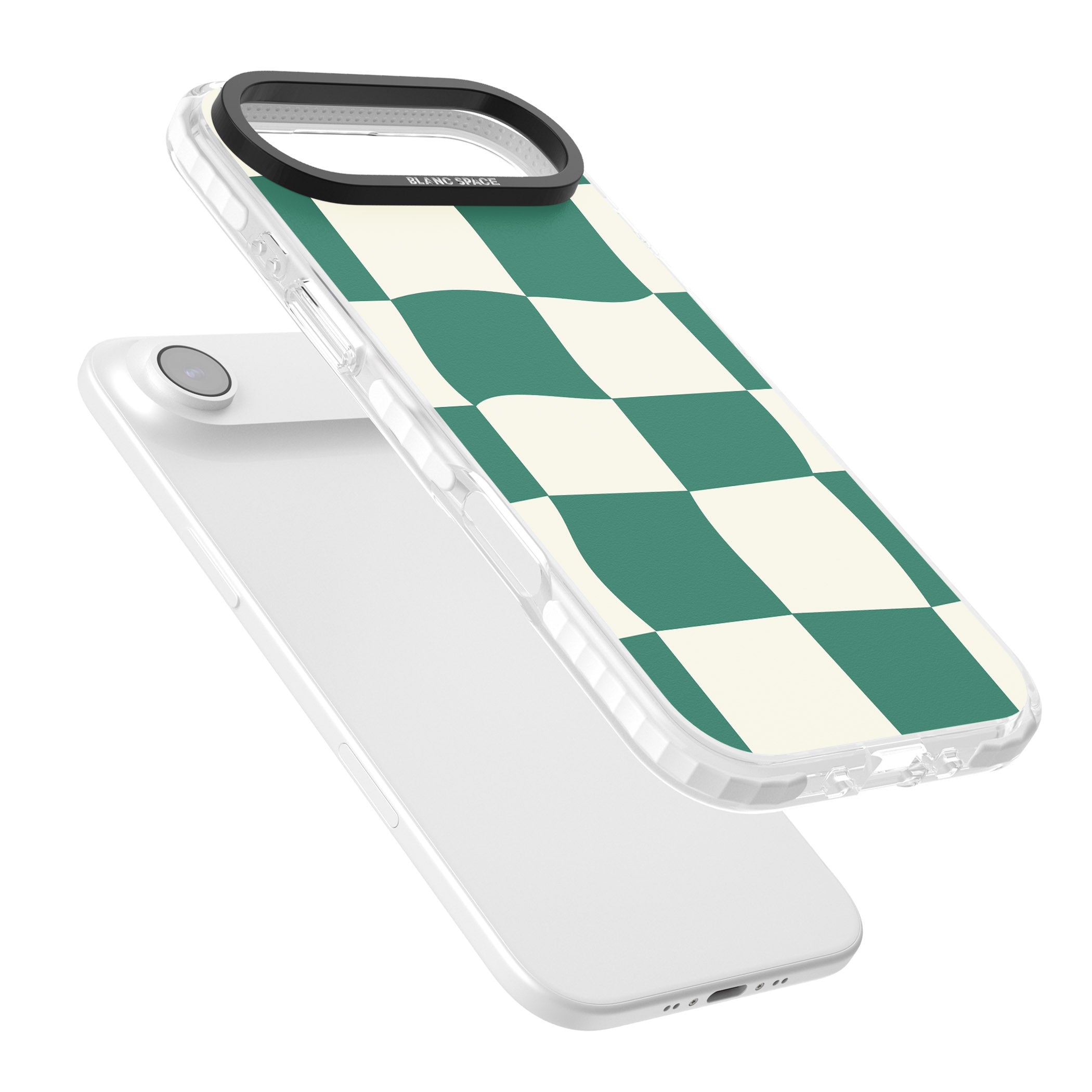 Green & Cream Wavy Check iPhone 17 Air Impact Clear Phone Case Colours