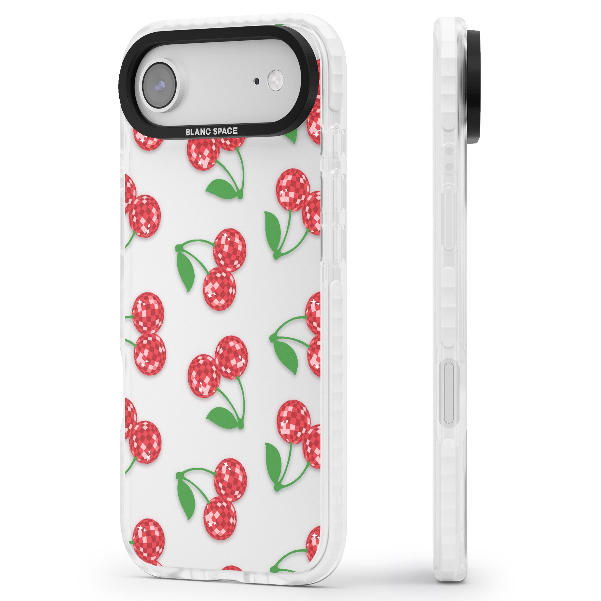 Disco Cherry Pattern iPhone 17 Air Impact Clear Phone Case Side Profile