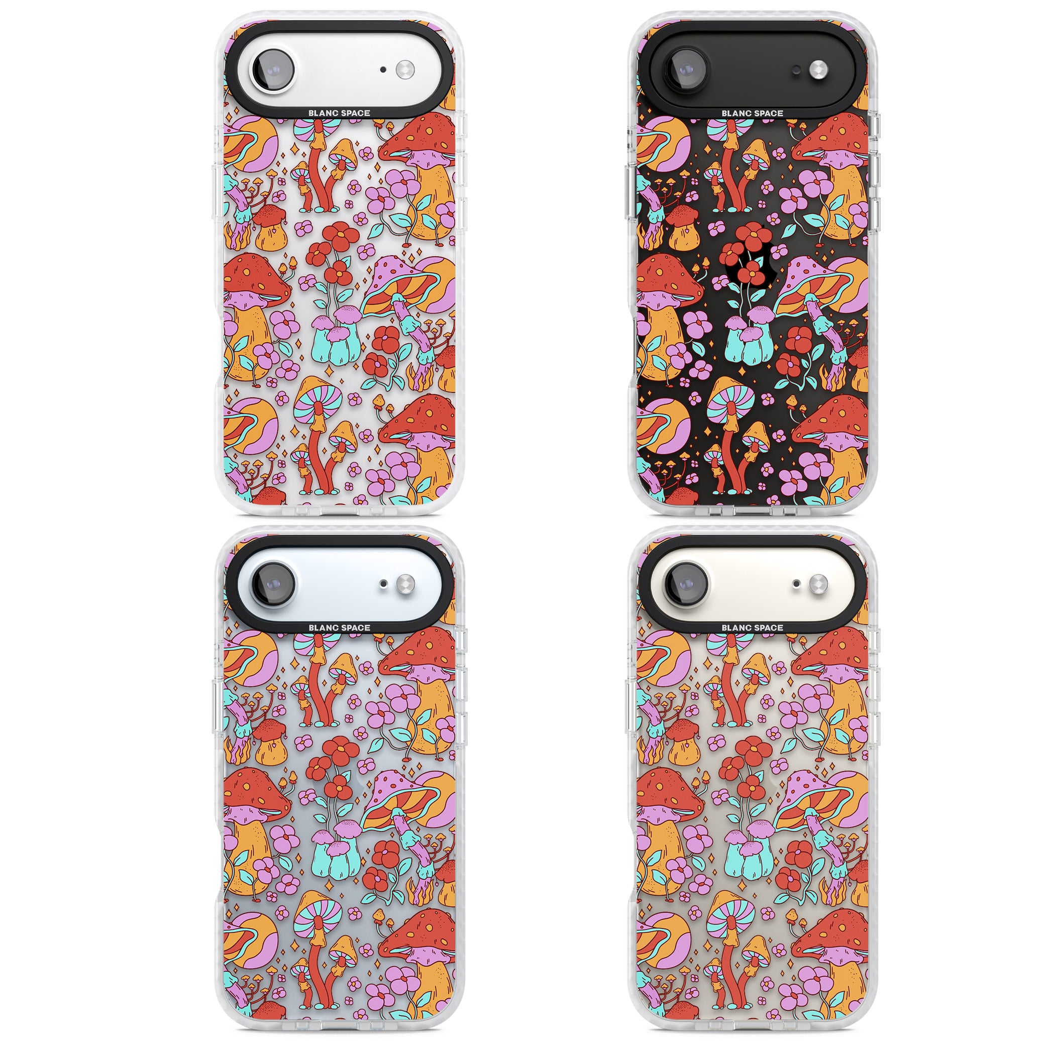 Psychedelic Flowers & Mushrooms iPhone 17 Air Impact Clear Phone Case APT Impact Protection