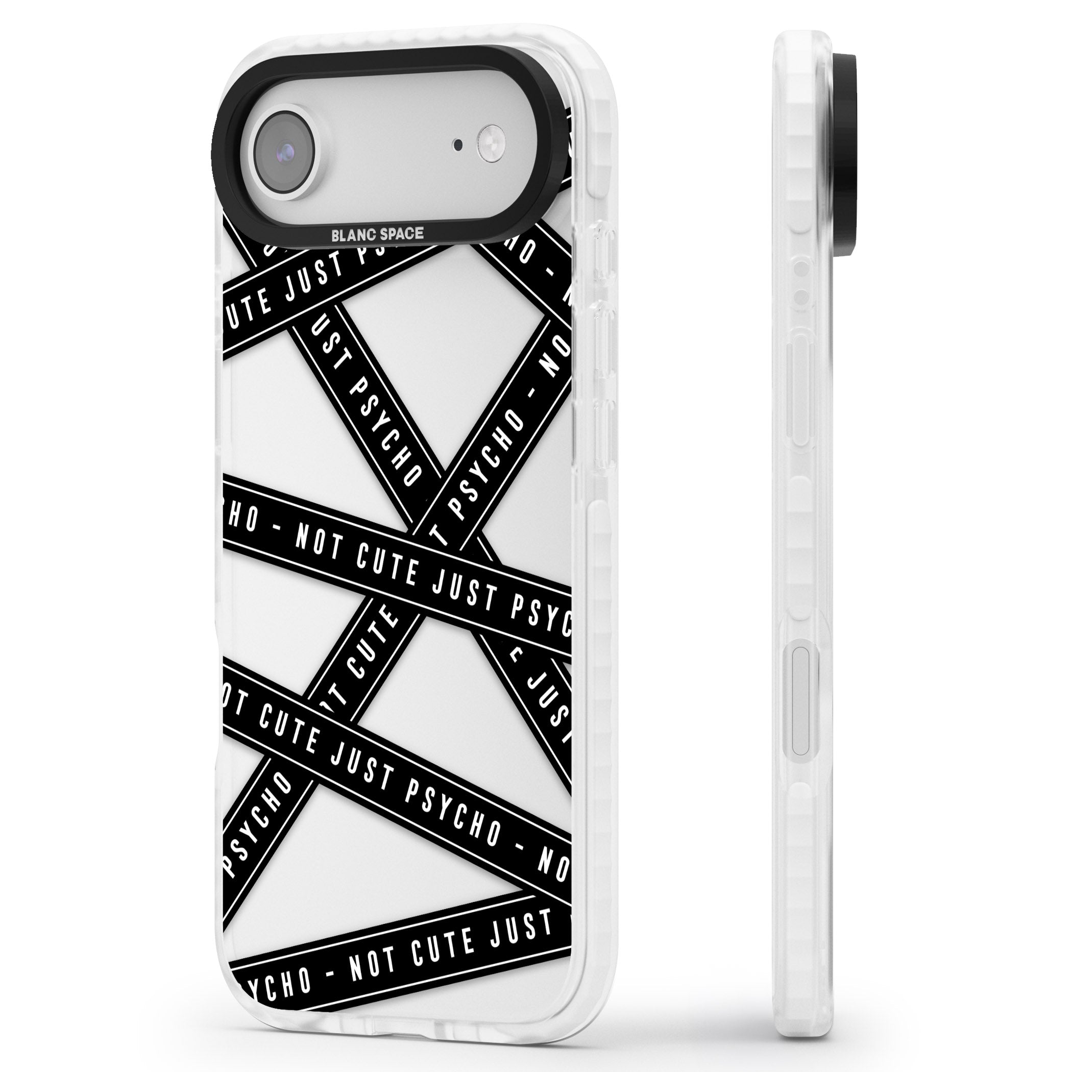 Not Cute Just Psycho iPhone 17 Air Impact Clear Phone Case Side Profile