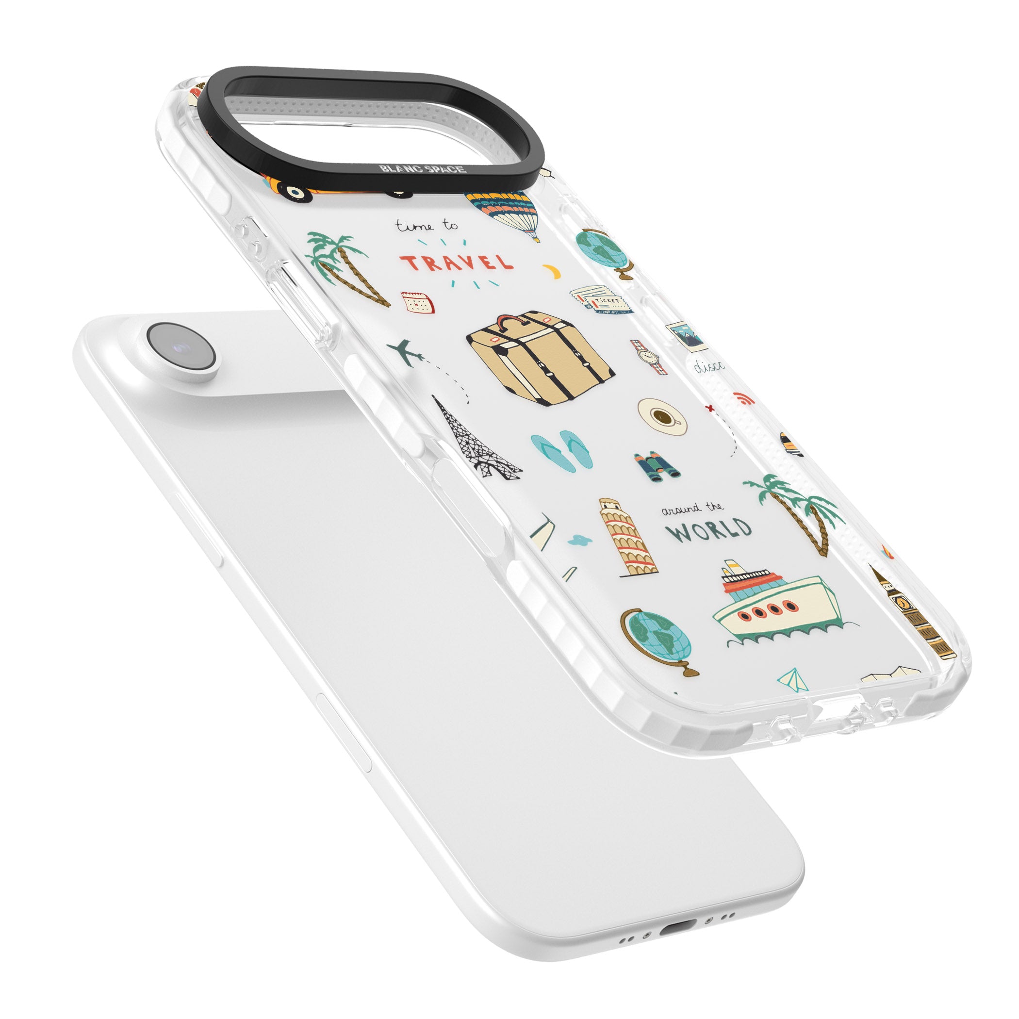 Cute Travel Pattern Transparent iPhone 17 Air Impact Clear Phone Case Colours