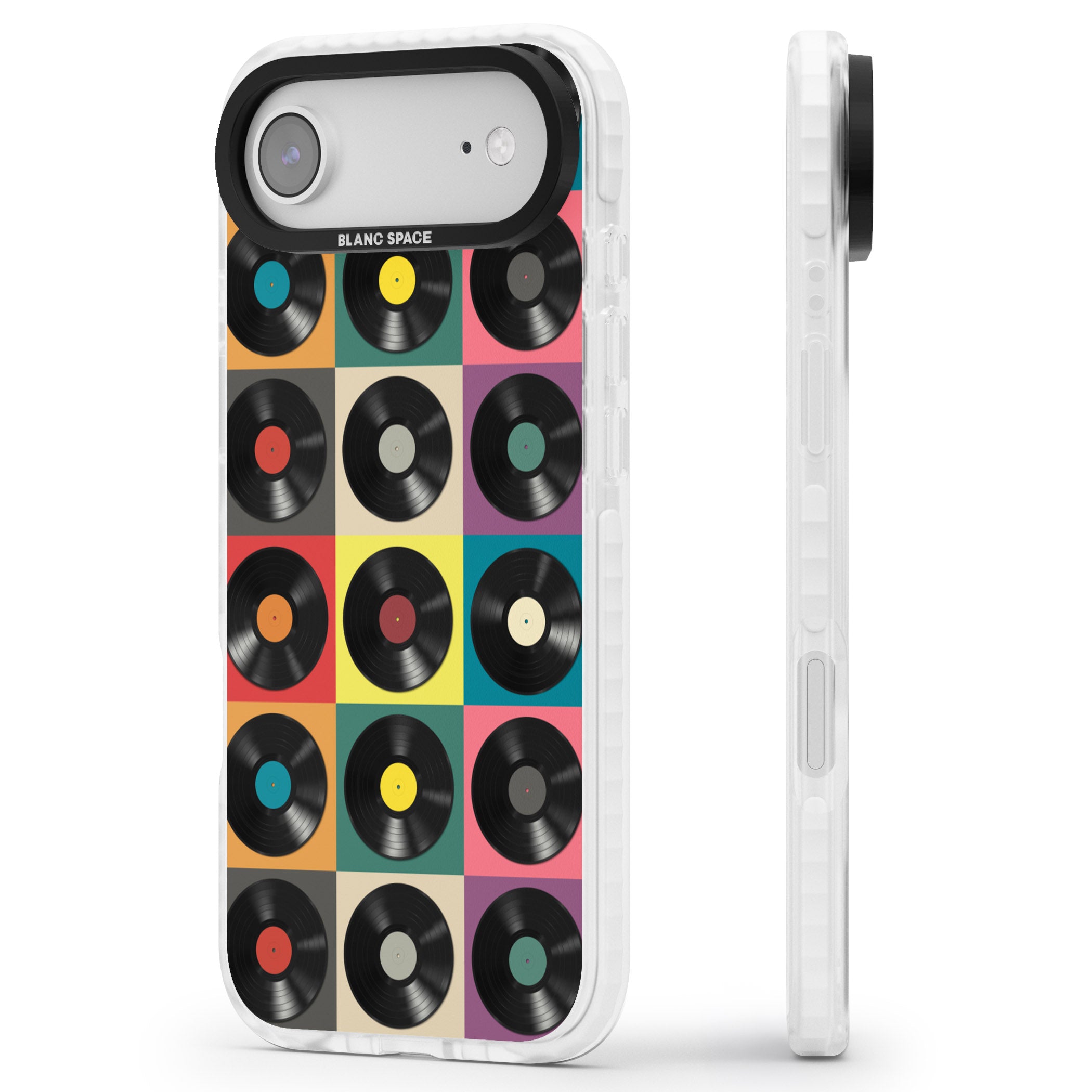 Vinyl Record Pattern iPhone 17 Air Impact Clear Phone Case Side Profile