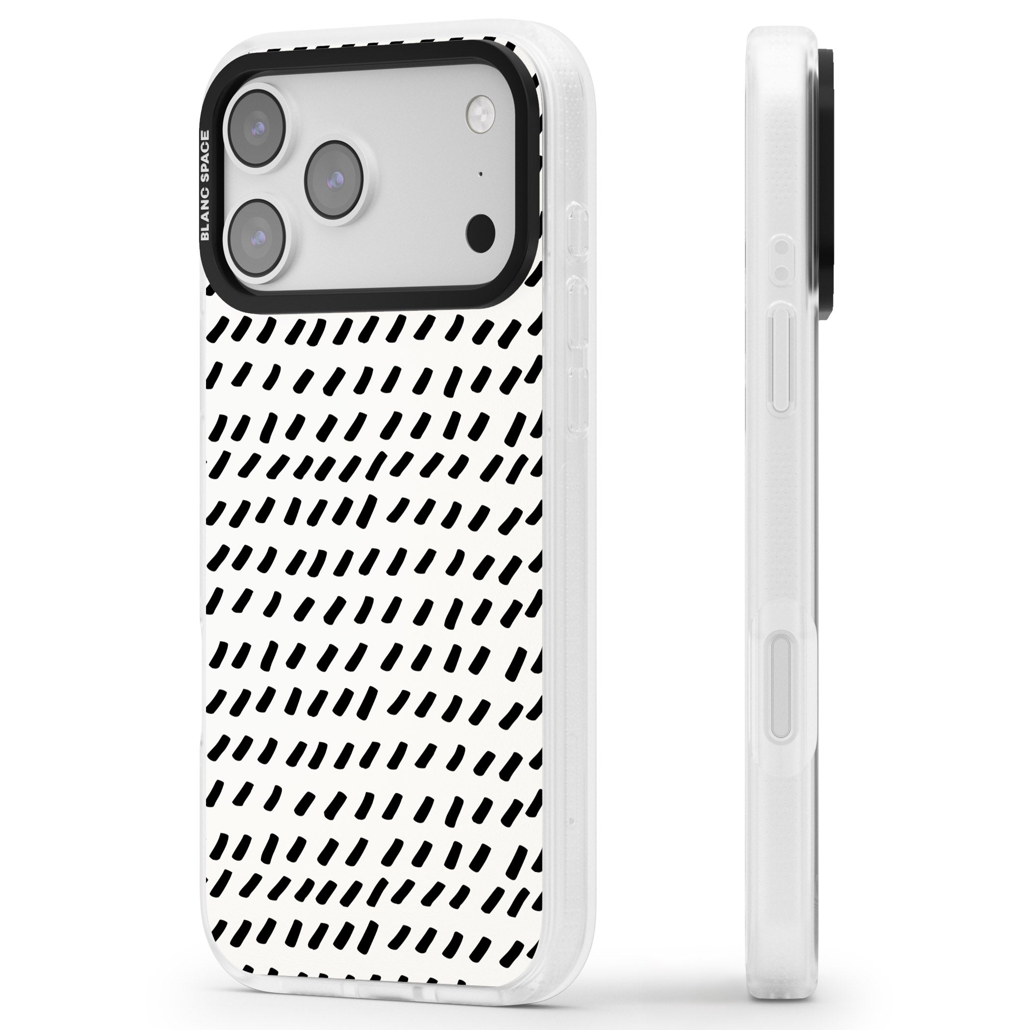 Hand Drawn Lines Pattern iPhone 17 Pro Impact Air Clear Phone Case Side Profile