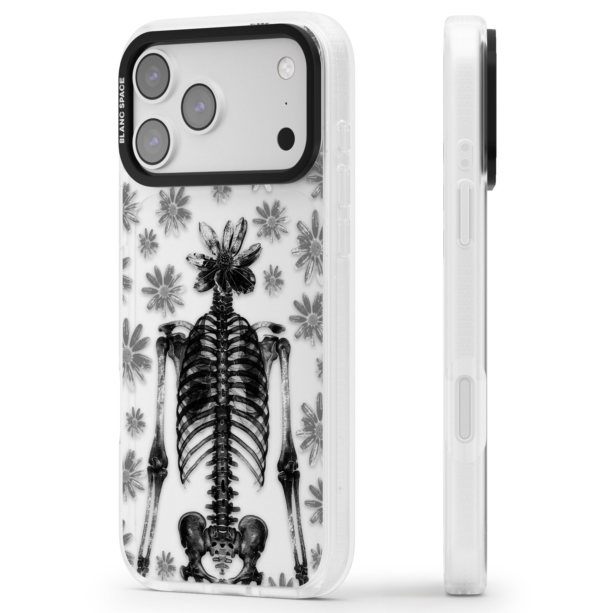 Skeleton Flower iPhone 17 Pro Max Impact Air Clear Phone Case Side Profile