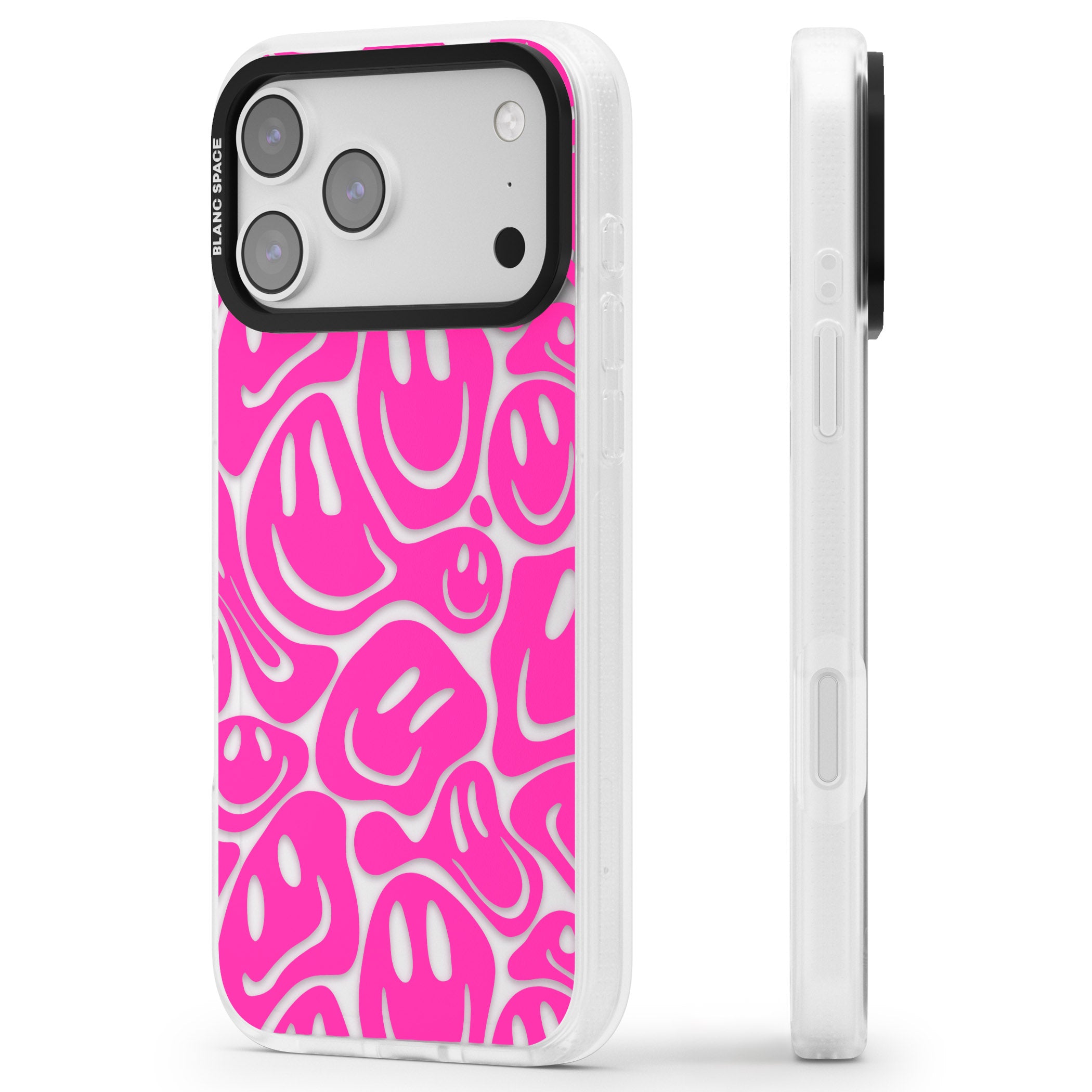Pink Acid Faces iPhone 17 Pro Max Impact Air Clear Phone Case Side Profile
