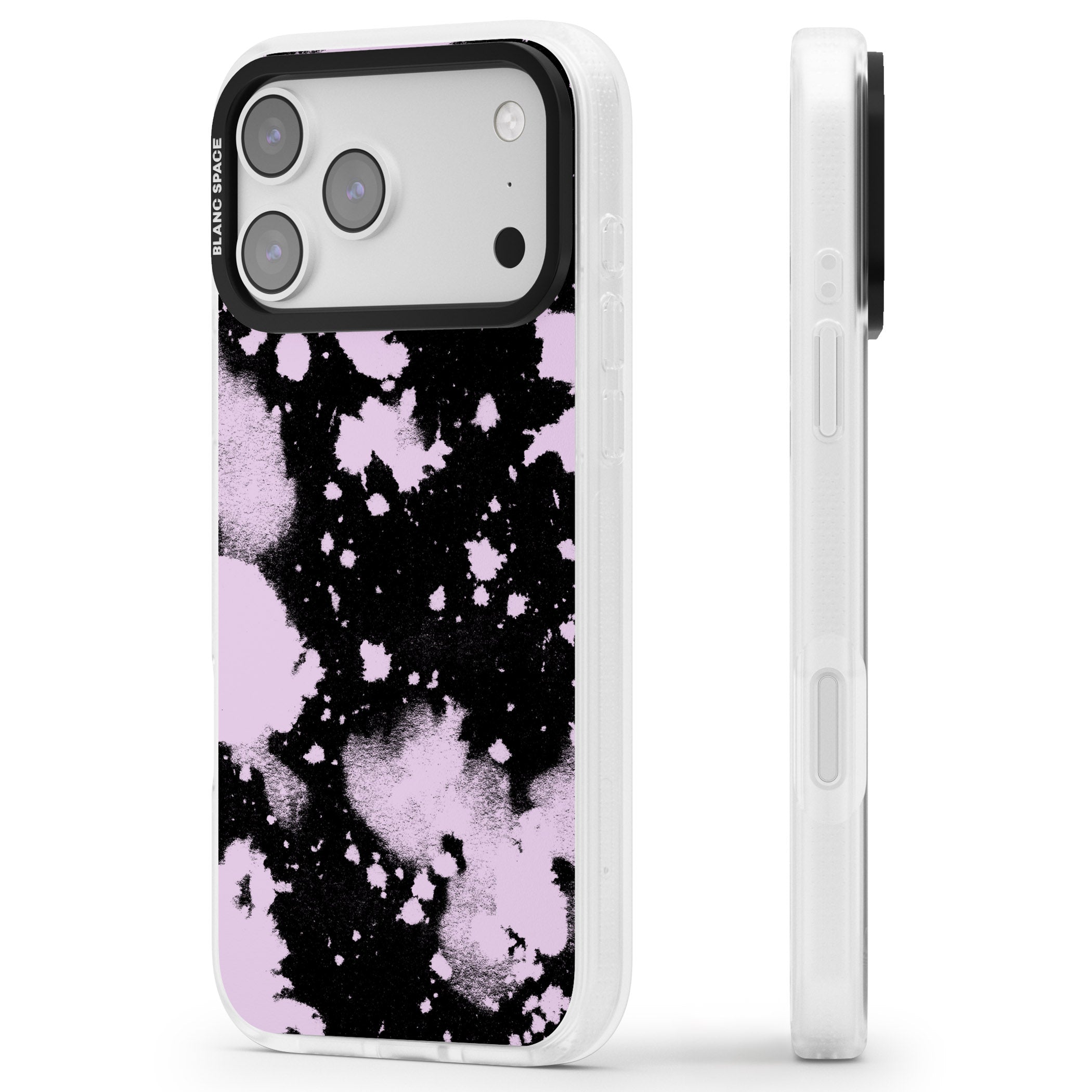 Pink & Black Acid Wash Tie Dye iPhone 17 Pro Max Impact Air Clear Phone Case Side Profile