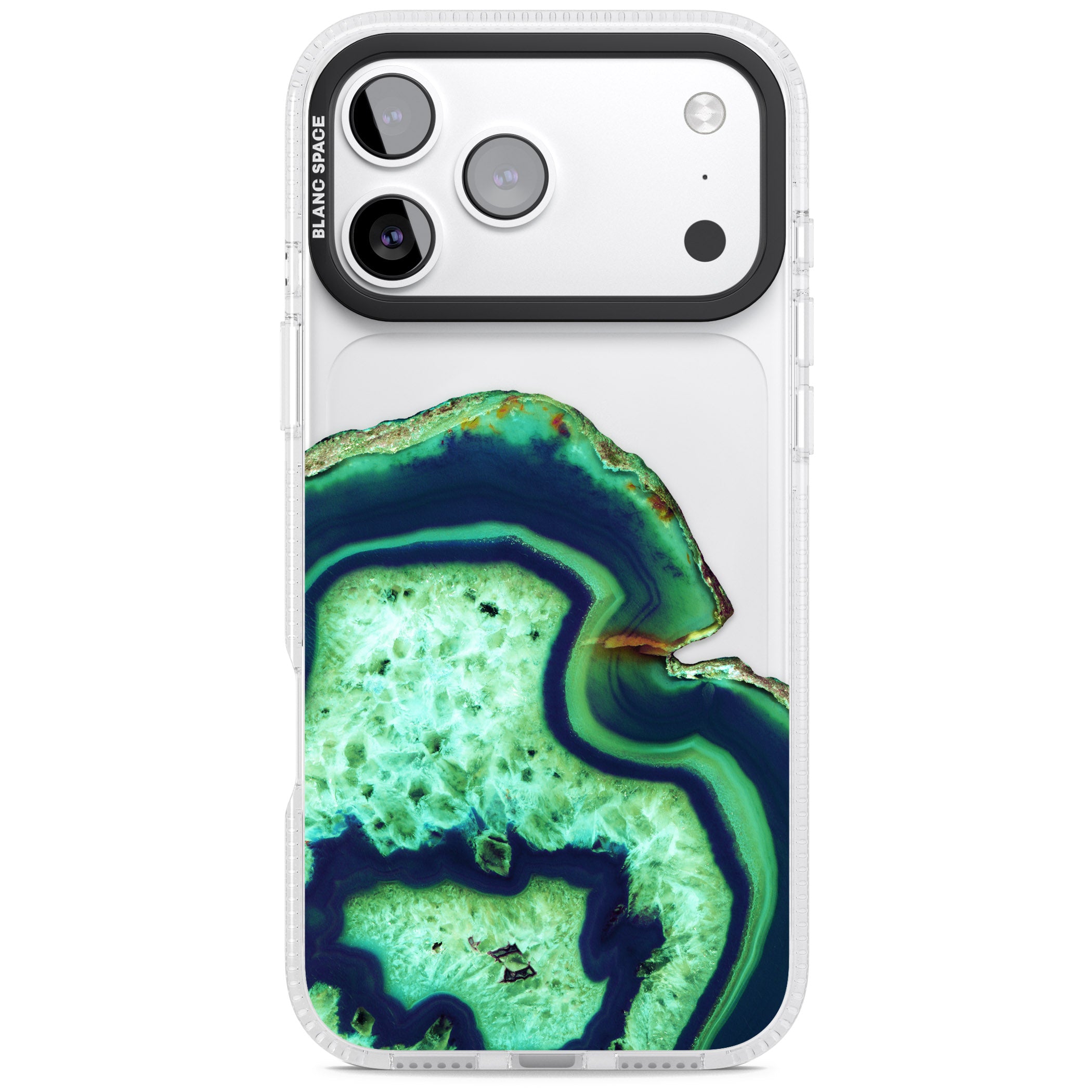 Emerald Agate Slice iPhone 17 Pro Max Impact Air Clear Phone Case