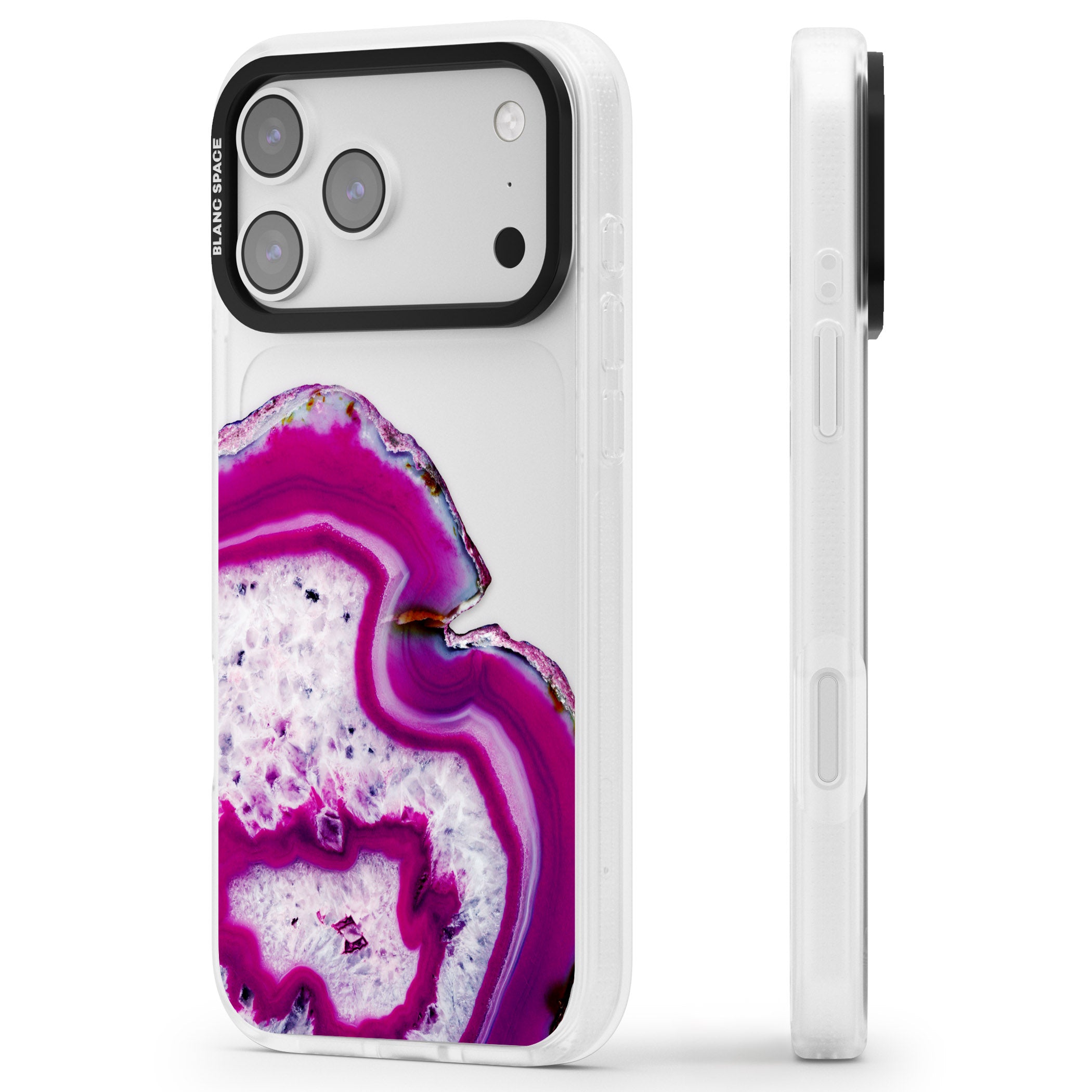 Violet Crystal Agate iPhone 17 Pro Max Impact Air Clear Phone Case Side Profile