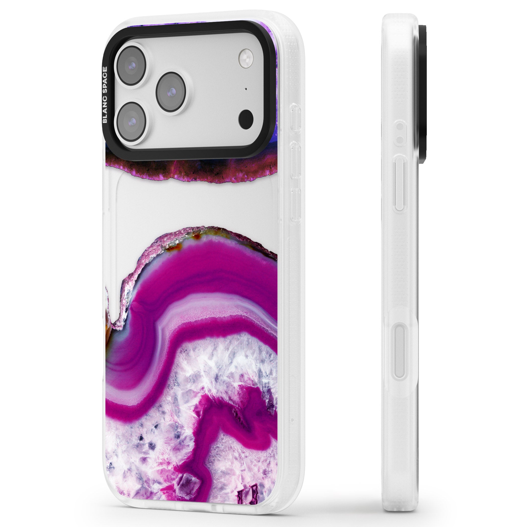 Amethyst Crystal Slice iPhone 17 Pro Max Impact Air Clear Phone Case Side Profile