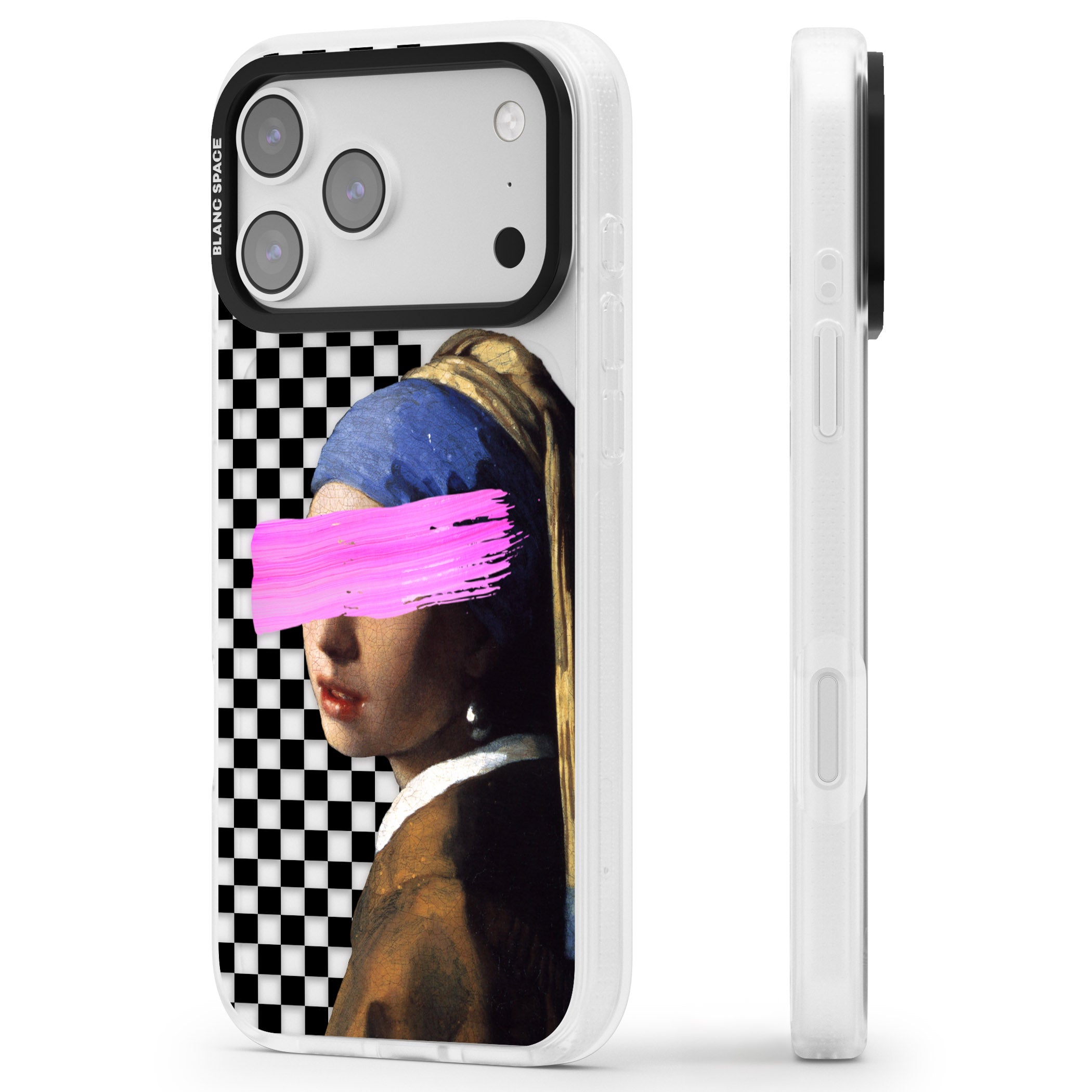 Abstract Pearl Girl iPhone 17 Pro Max Impact Air Clear Phone Case Side Profile
